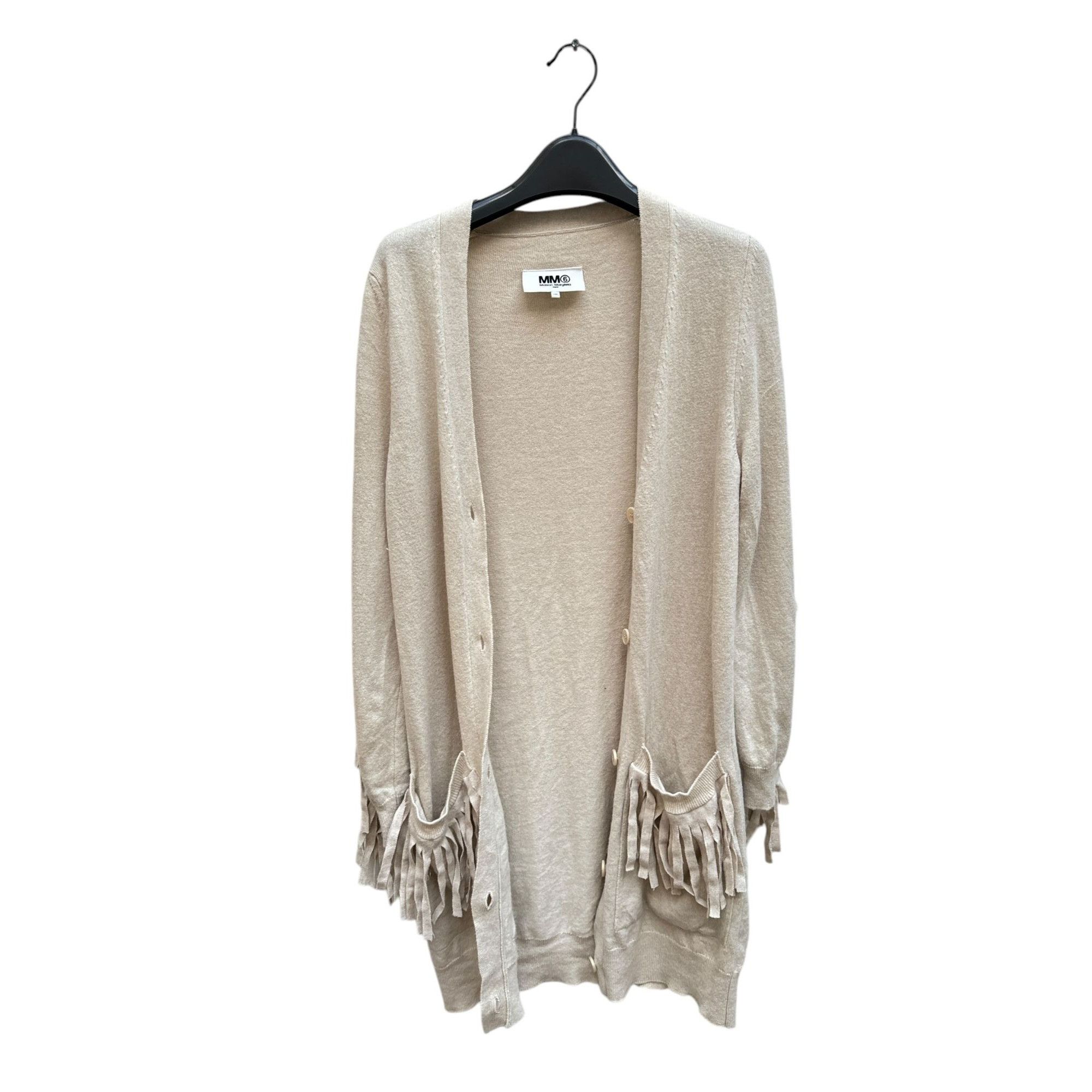 Maison Margiela Beige Wool Fringed Cardigan Size XS / US 0-2 / IT 36-38 - 2 Thumbnail