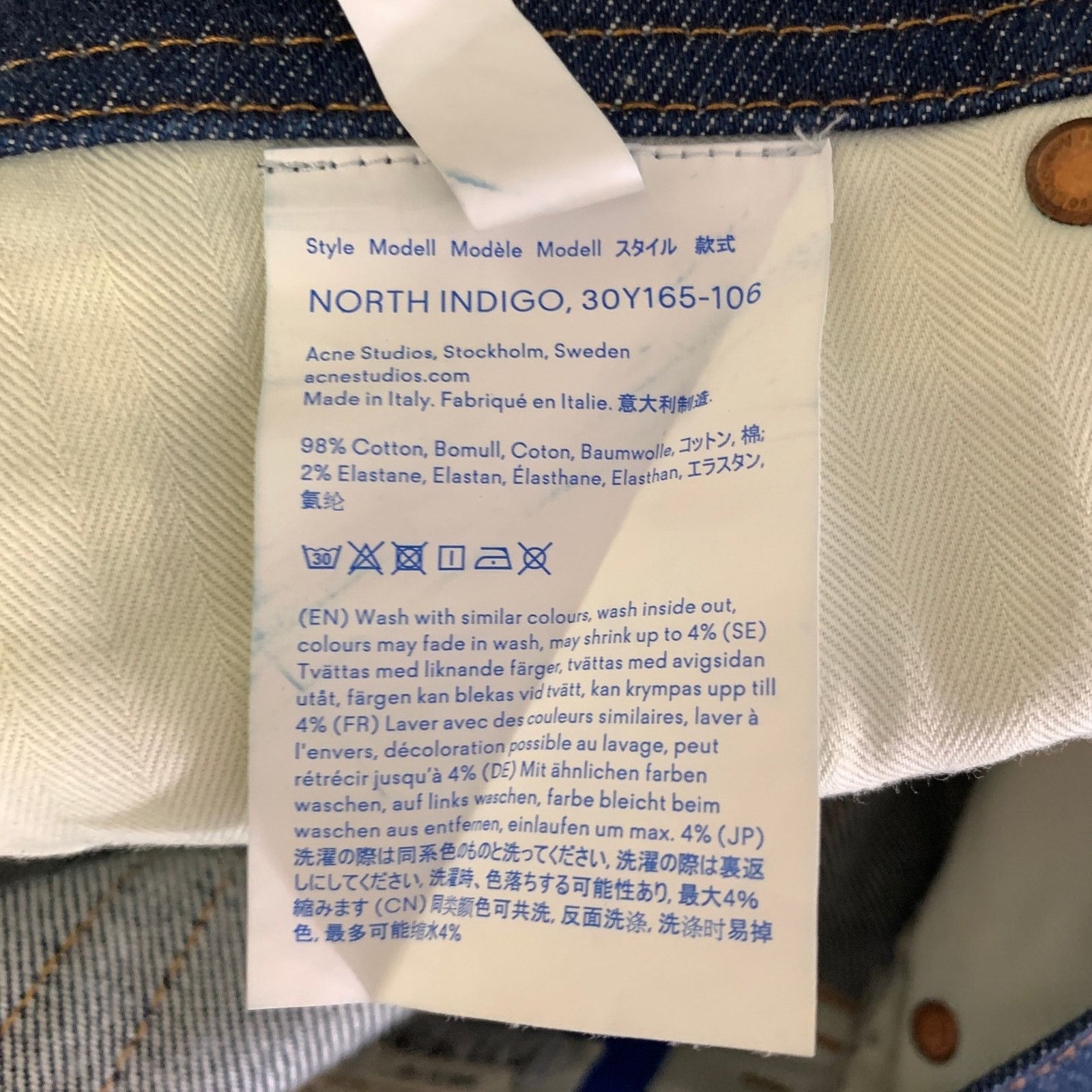 Acne Studios ACNE Size 31 Navy Indigo Contrast Stitch Slim Fit Jeans Size US 31 - 4 Thumbnail