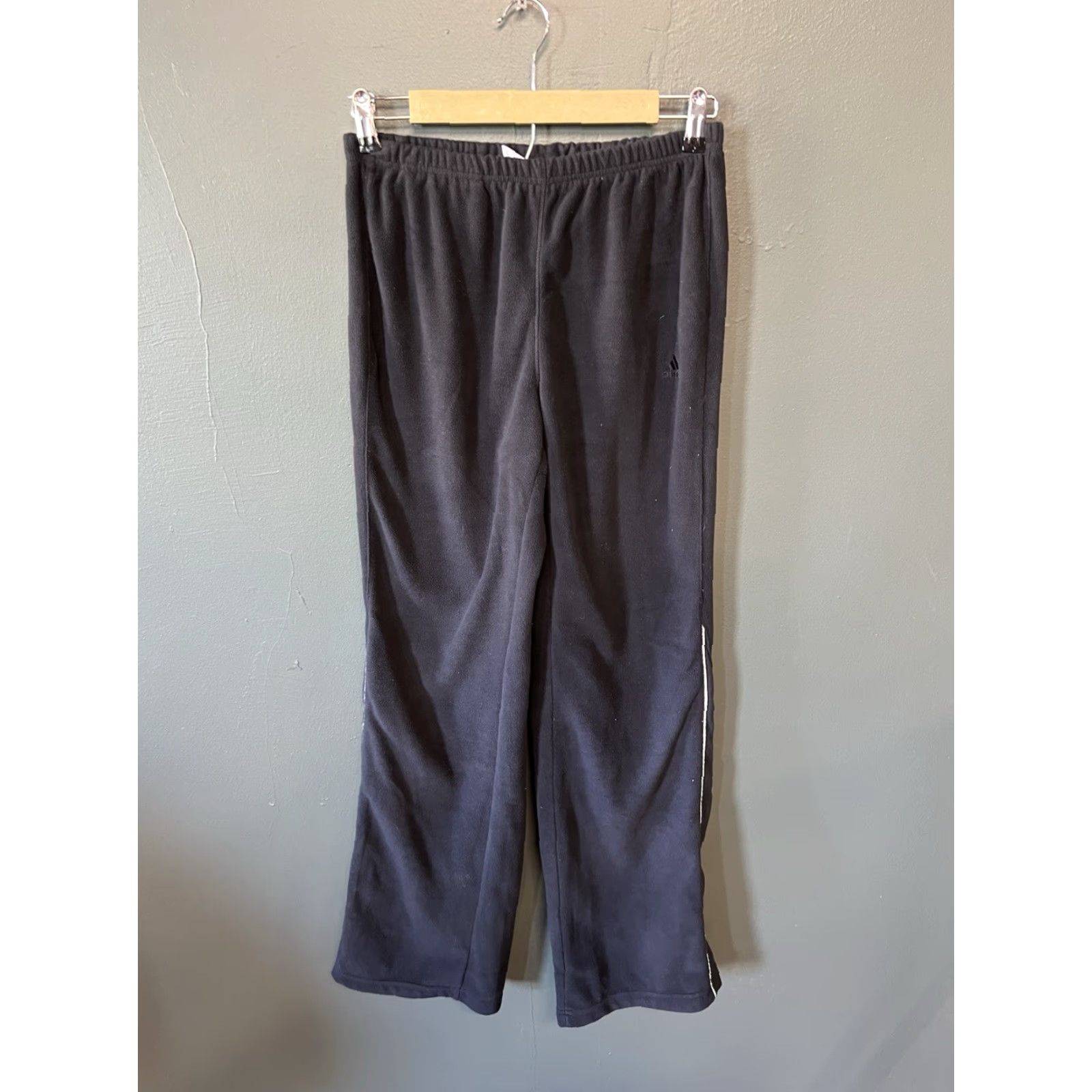 Adidas VINTAGE adidas Sweatpants Mens Small Black Fleece Straight Leg Size US 29 - 2 Thumbnail