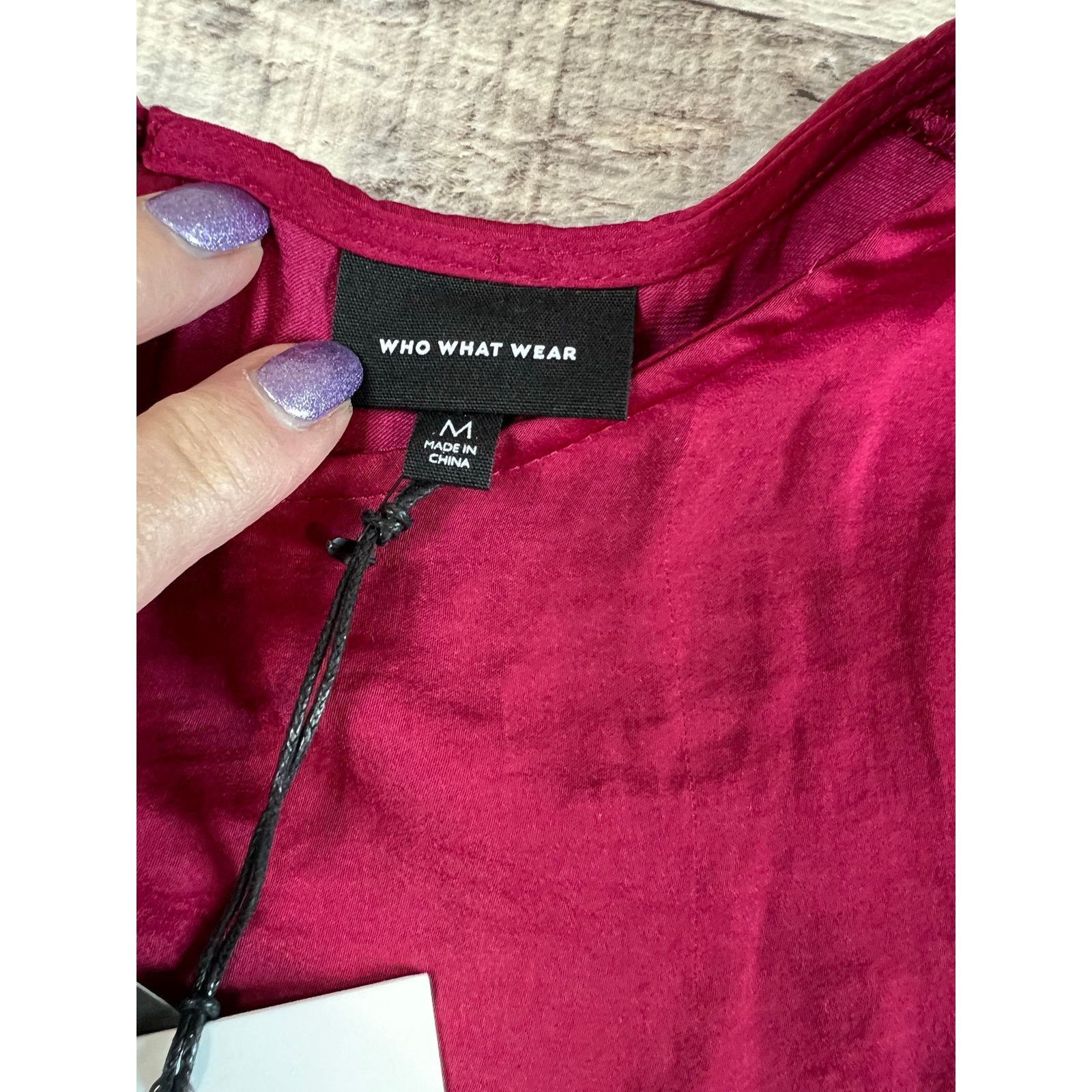 Other Who What Wear Burgundy Cold Shoulder Top Blouse MEDIUM NWT Size M / US 6-8 / IT 42-44 - 7 Thumbnail