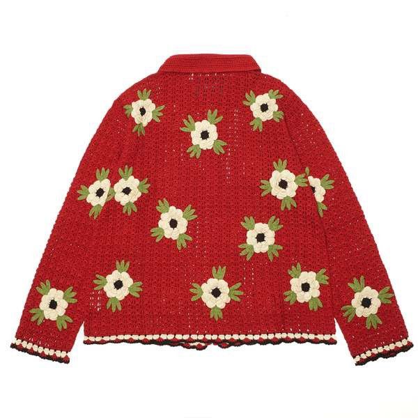 Bode Bode Red Winchester Rose Cardigan Size US M / EU 48-50 / 2 - 2 Thumbnail