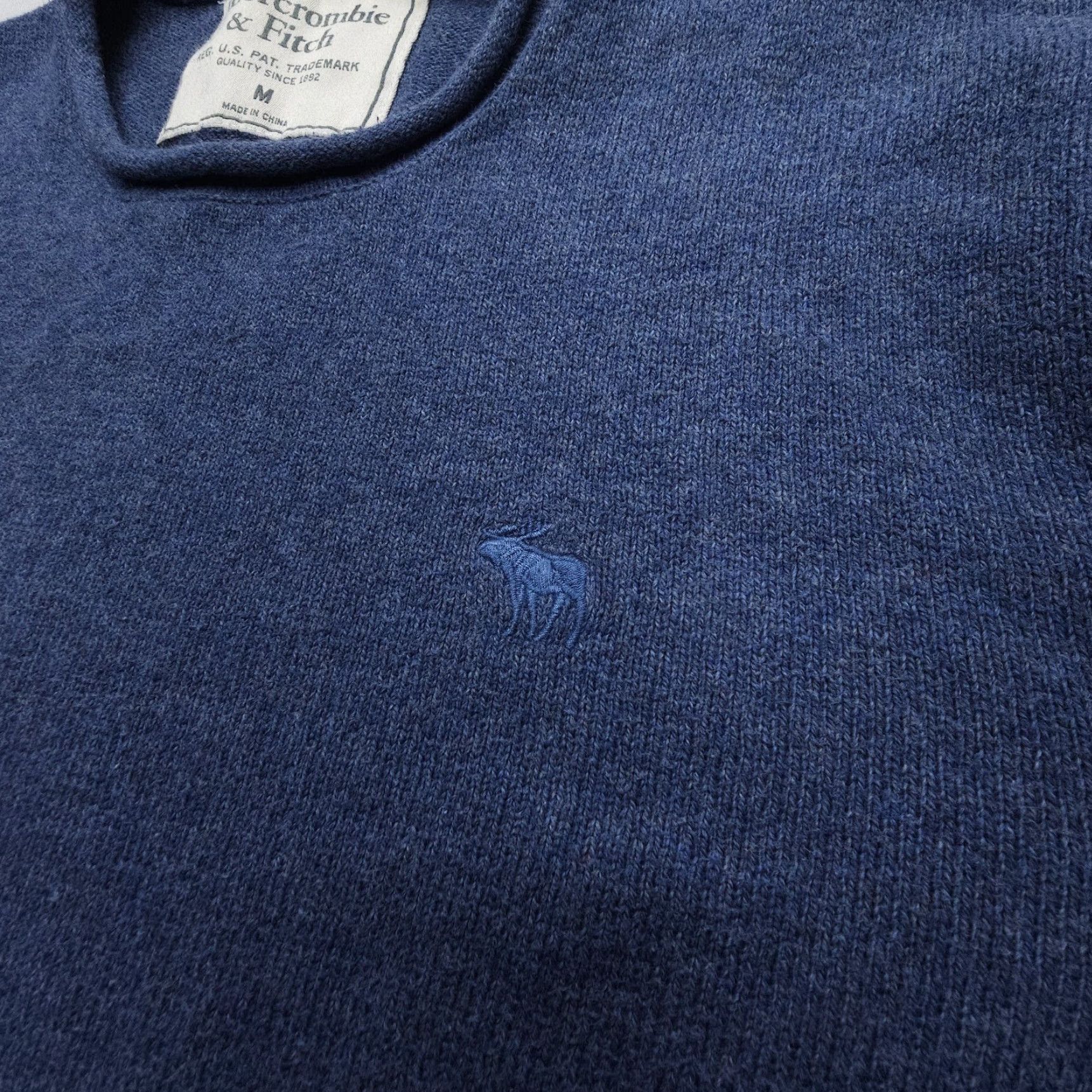 Abercrombie & Fitch VINTAGE Abercrombie & Fitch Roll Neck Sweatshirt Mens M Cotton Blue Logo Pullover Slim 90s USA Mens Size US M / EU 48-50 / 2 - 2 Thumbnail