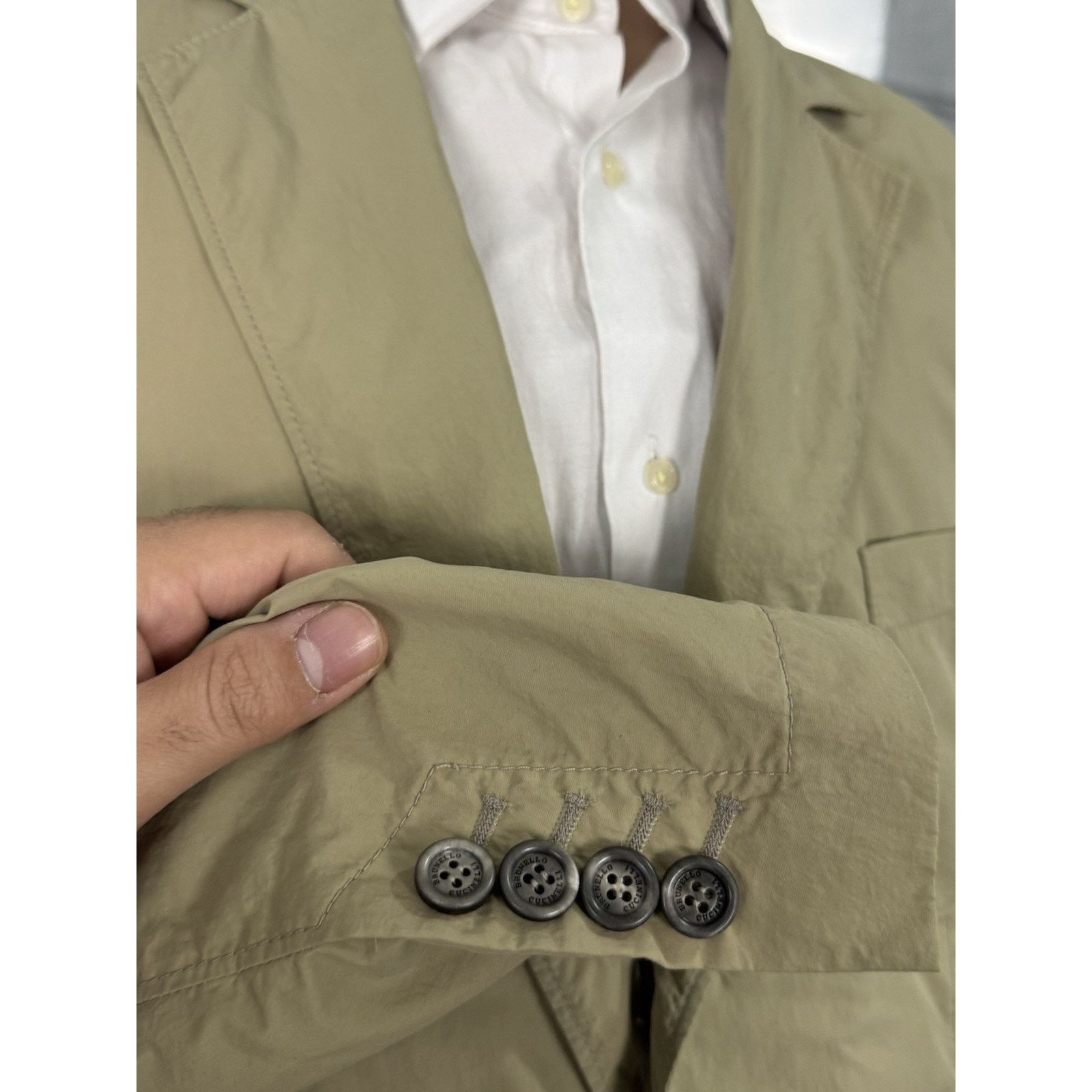 Brunello Cucinelli Brunello Cucinelli Nylon Khaki Blazer Sportcoat Safari 50/40 Size 38R - 4 Thumbnail