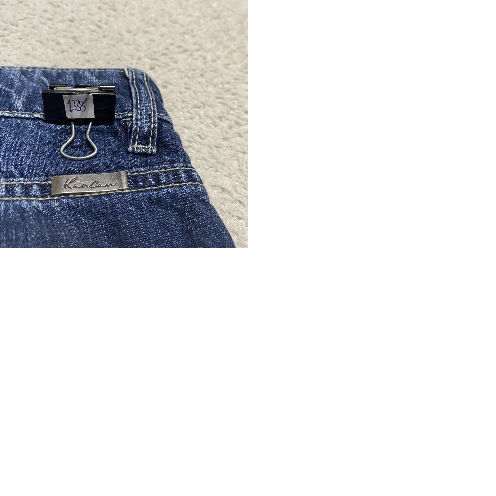Vintage KanCan Jeans Womens Jeans Distressed Straight Mid Rise Dark Wash Blue Denim 5 Juniors Regular 29in Inseam 28in Button Zip Pockets Logo Fringe Size 27" / US 4 / IT 40 - 9 Thumbnail
