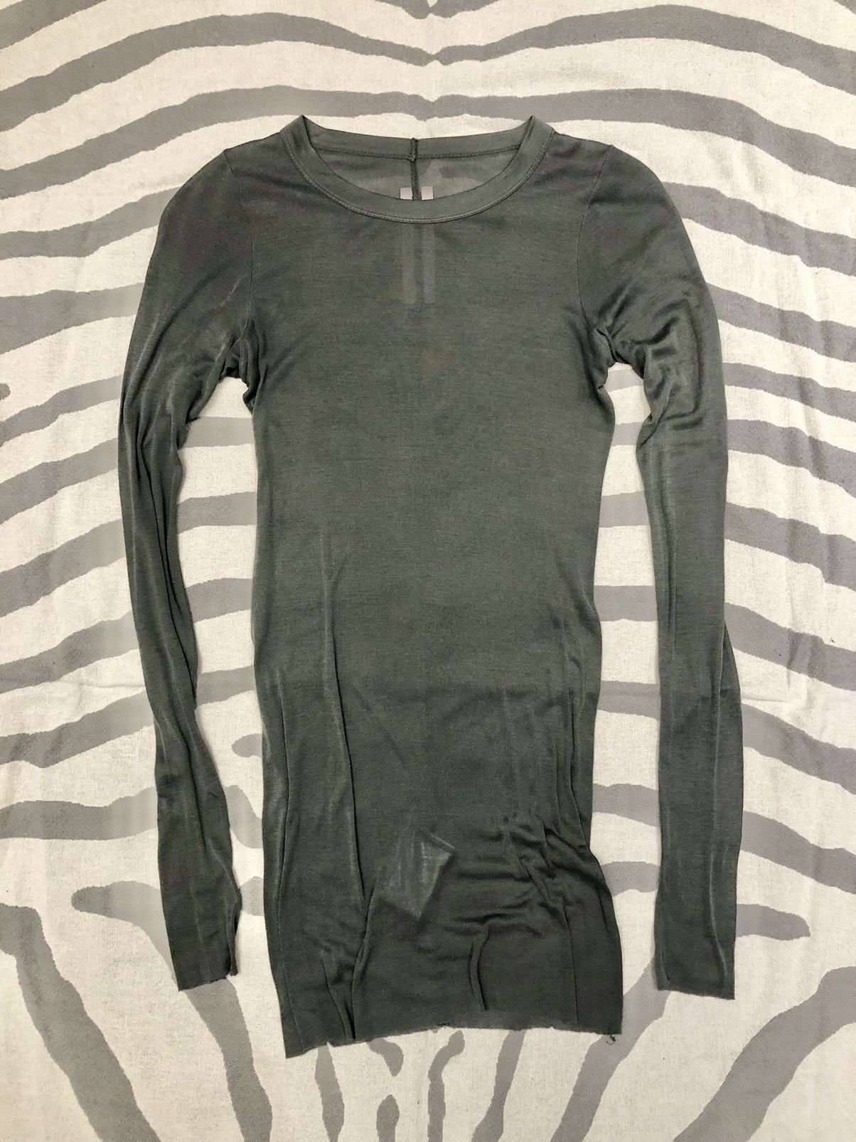 image of Rick Owens “Dirt” Pure Silk Longsleeve in Sage, Men's (Size Small)