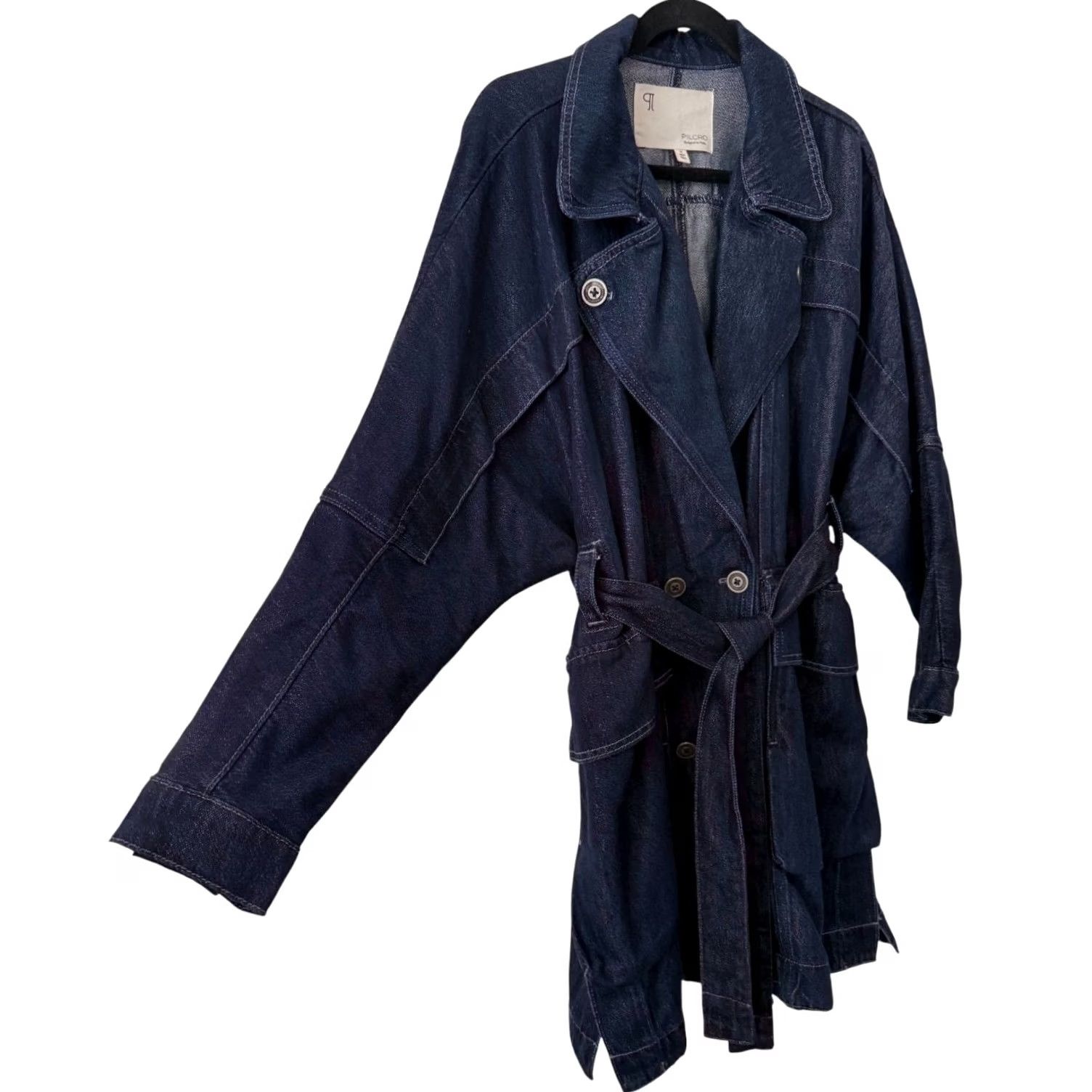 Anthropologie VINTAGE Anthropologie X Pilcro Denim Trench Coat Jacket Dolman Oversized Dark Washed M Womens Size M / US 6-8 / IT 42-44 - 6 Thumbnail