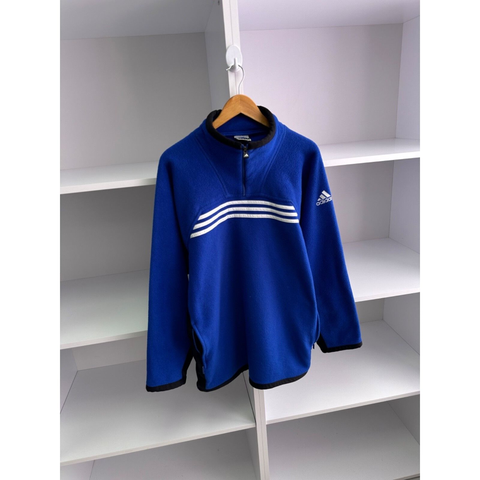 Adidas VTG Adidas Navy 99s Fleece 1/4 Zip Sweatshirt Size US XL / EU 56 / 4 - 2 Thumbnail