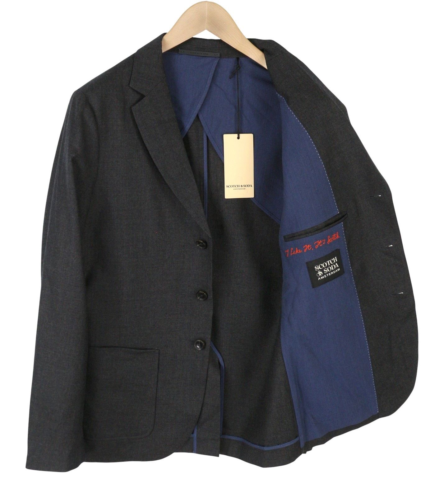 Scotch & Soda S Grey Graphite Melange Notch Blazer 88532 Size 36R - 2 Thumbnail
