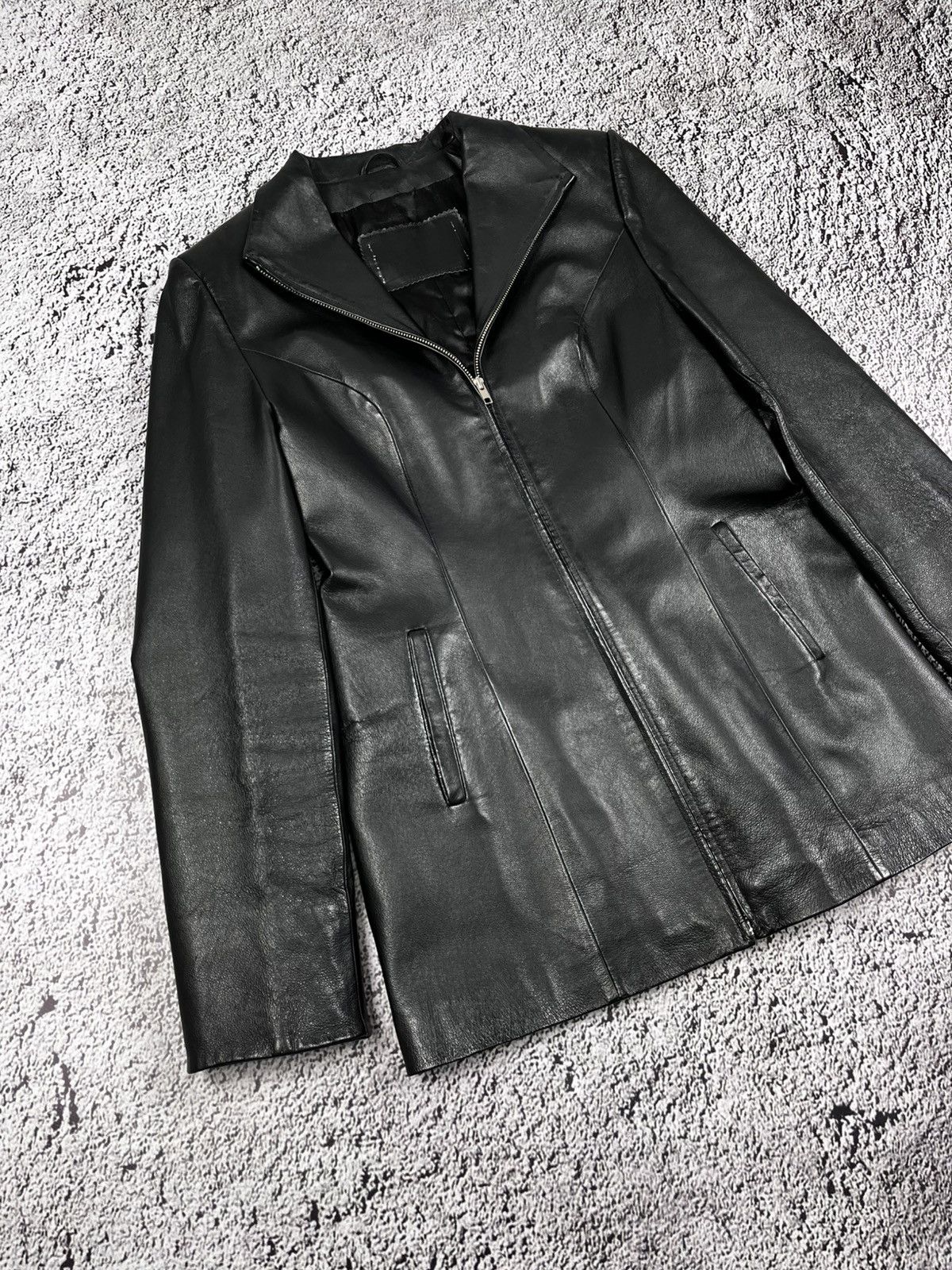 Leather Vintage Y2K Leather elongated avant garde jacket blazer Size M / US 6-8 / IT 42-44 - 3 Thumbnail