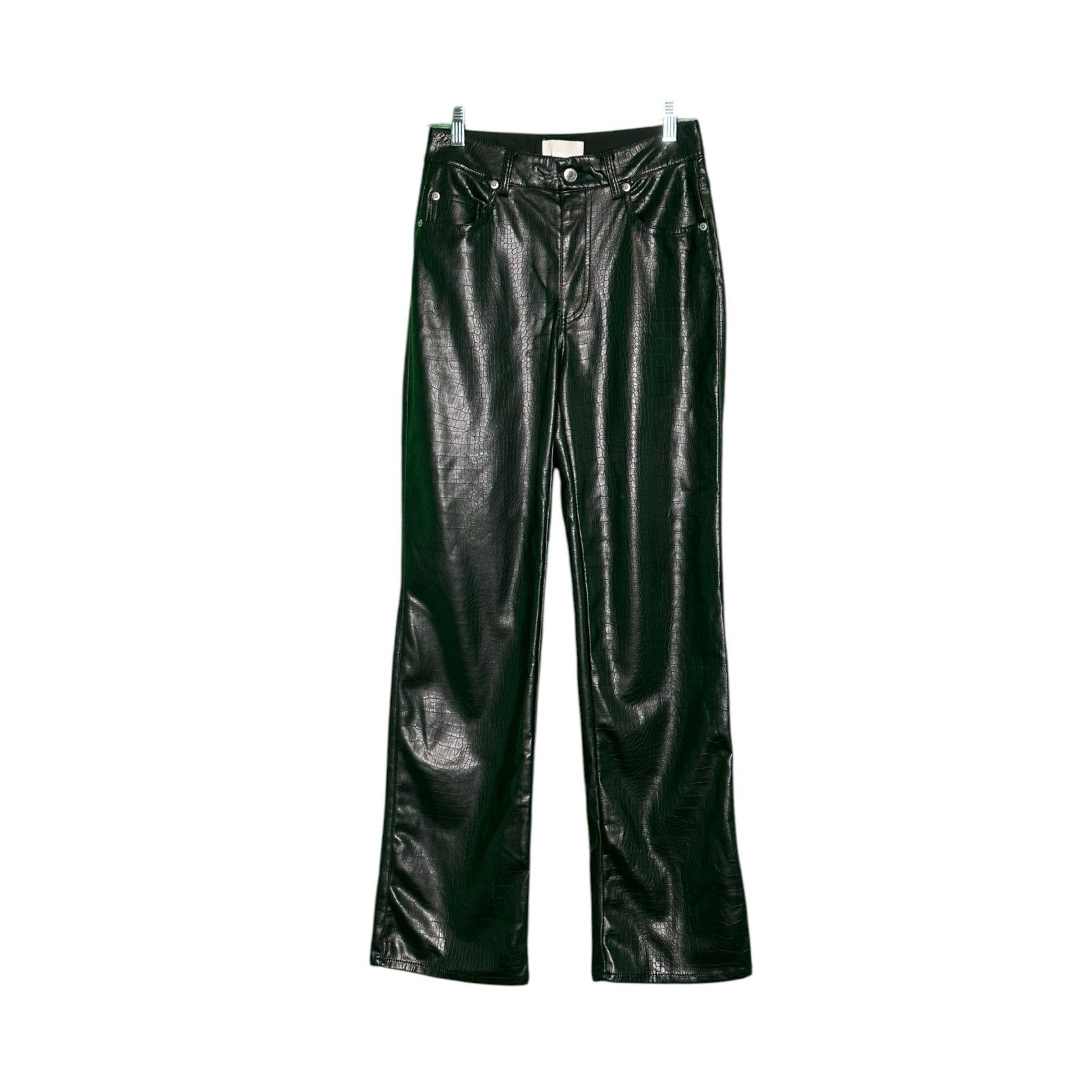 H&M H&M black faux crocodile leather straight leg pants size 4 Size 27" / US 4 / IT 40 - 8 Thumbnail