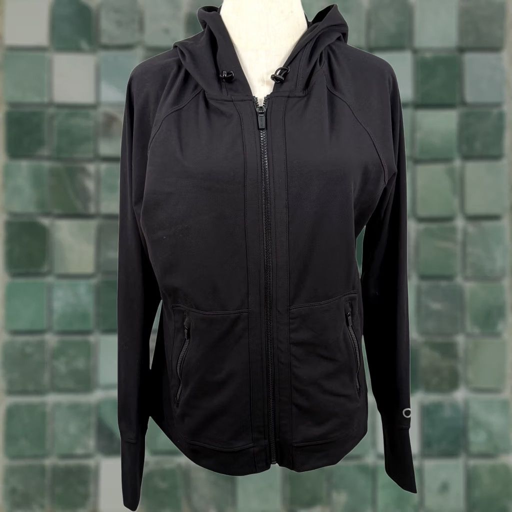 Calvin Klein Calvin Klein Performance Hoodie Black Full Zip Raglan Sleeve PFSJ4176 Womens L Size Stretch Reflective Pockets Zip Front Hooded Athleisure Athletic Size L / US 10 / IT 46 - 1 Thumbnail