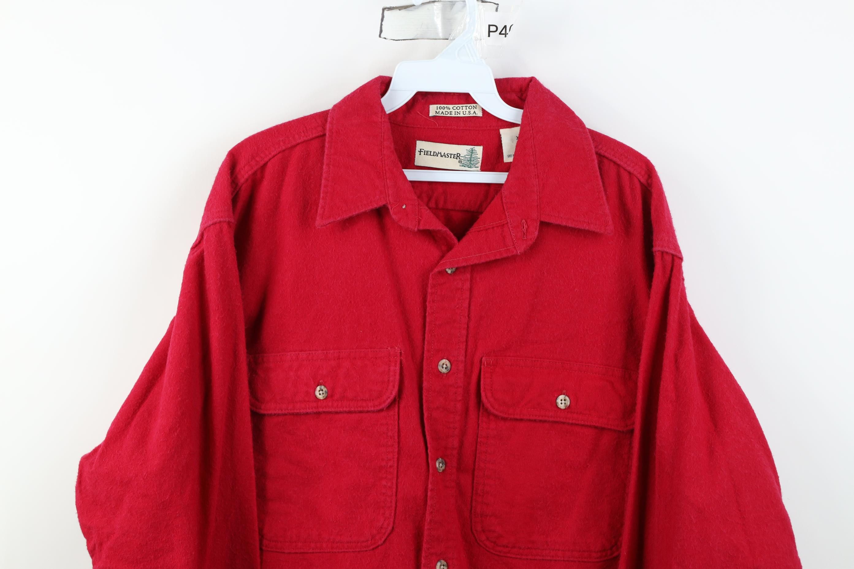 Vintage Vintage 90s Streetwear Chamois Cloth Button Shirt Red USA Size US XL / EU 56 / 4 - 2 Thumbnail