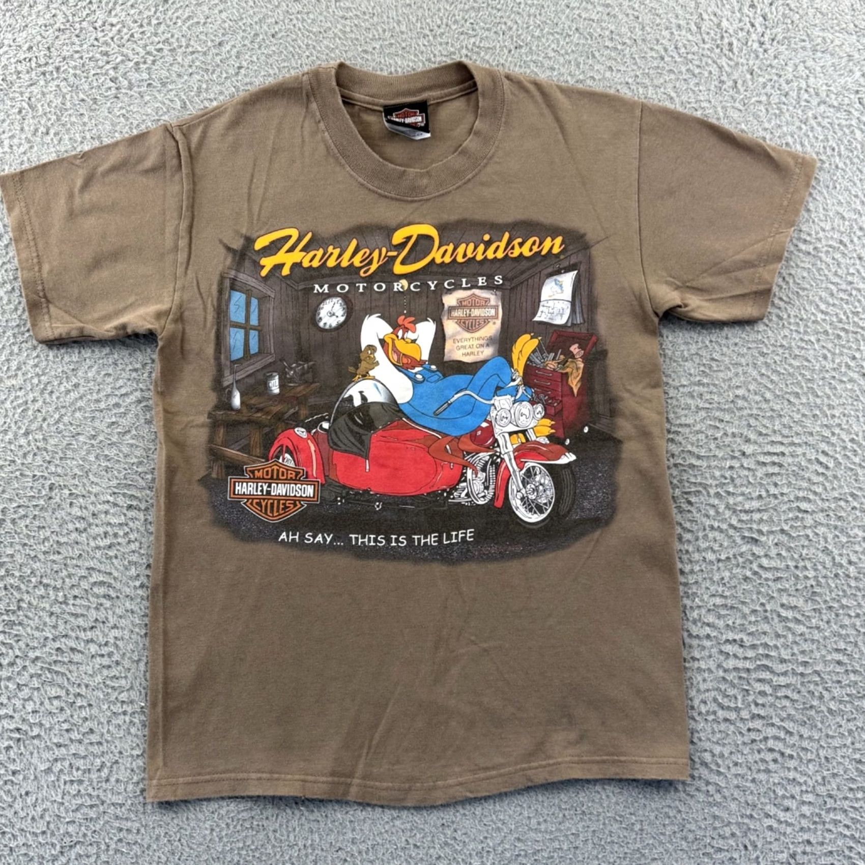 Harley Davidson VINTAGE Harley-Davidson Shirt Adult Small Brown Foghorn Leghorn Looney Tunes USA T-Shirt Mens Size US S / EU 44-46 / 1 - 2 Thumbnail