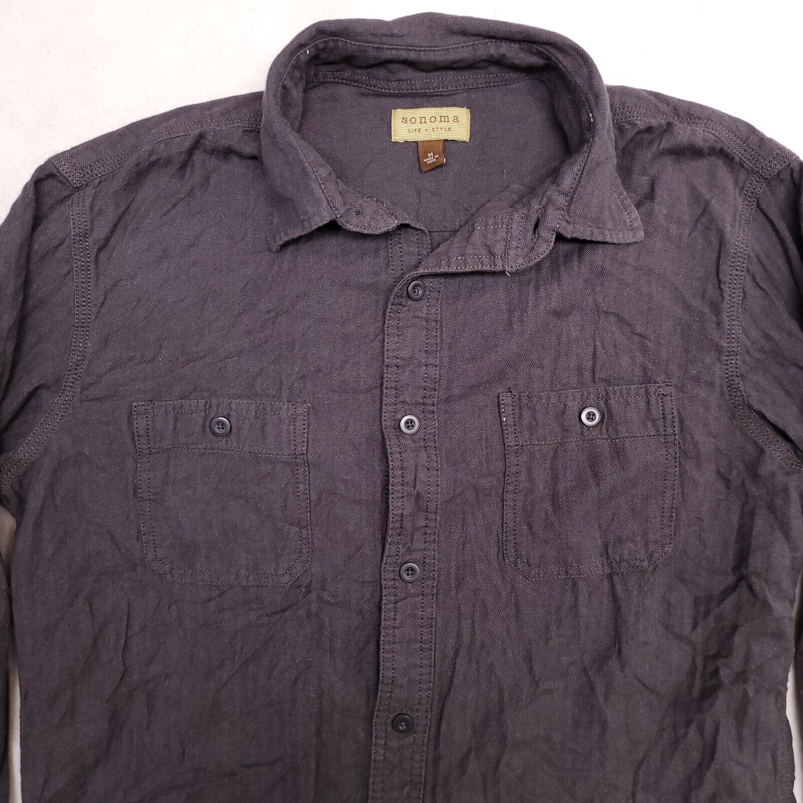 Sonoma Sonoma Casual Button Up Shirt Mens Size Medium M Gray Size US M / EU 48-50 / 2 - 1 Thumbnail
