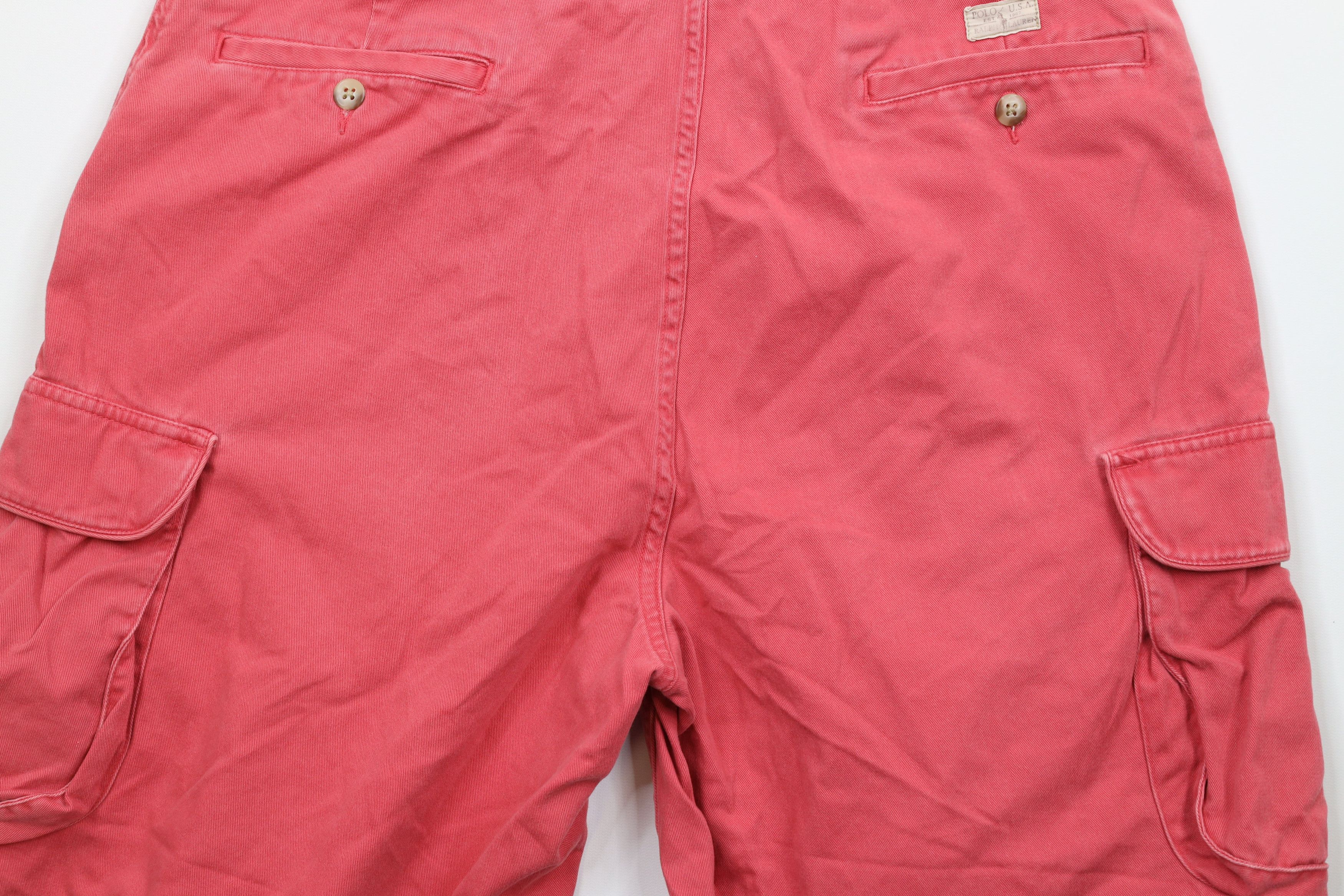 Ralph Lauren × Vintage Vintage 90s Ralph Lauren Out Heavyweight Cargo Shorts Pink Size US 35 - 11 Thumbnail