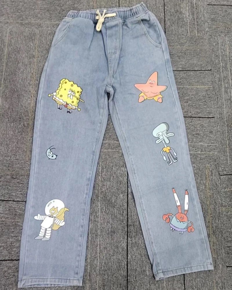Other Straight Cartoon Streetwear Jeans Sponge Bob Hip Hop Style Size US 30 / EU 46 - 3 Thumbnail