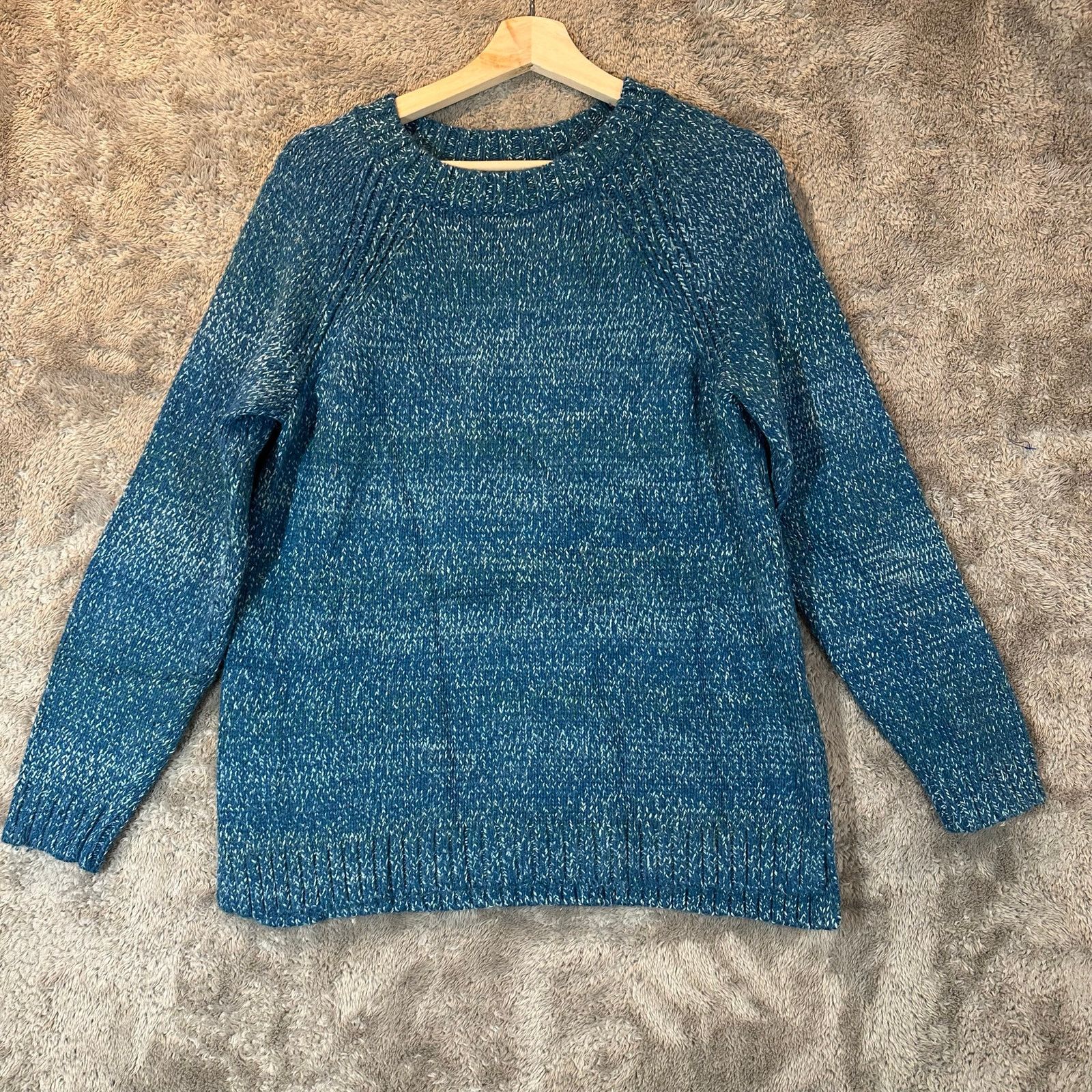 Lands' End Lands End Teal Blue Marled Knit Sweater Womens M 10 12 Size M / US 6-8 / IT 42-44 - 1 Thumbnail