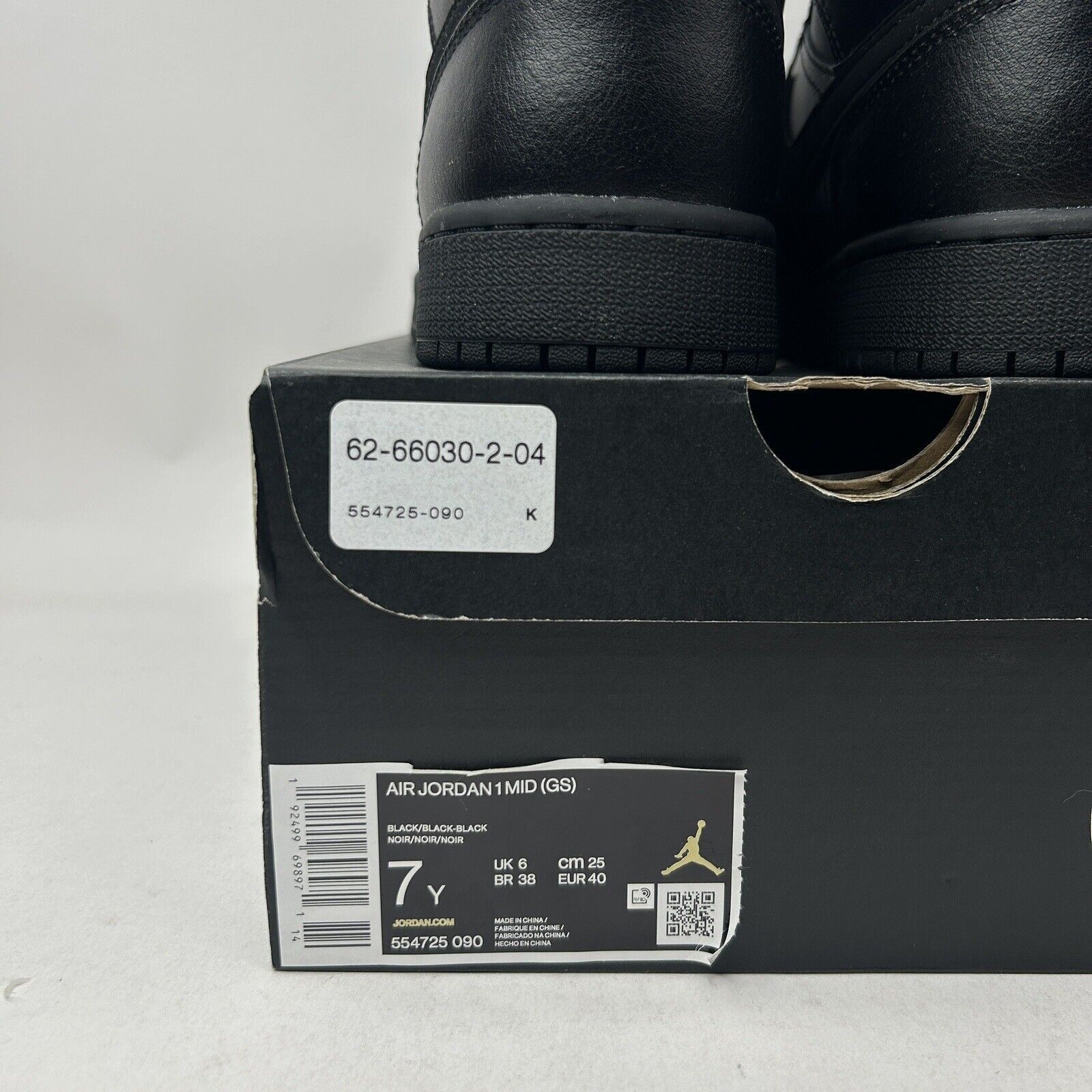 Jordan Brand Nike Air Jordan 1 Mid GS “Deep Black Nubuck Swoosh” 2023 Size US 8.5 / IT 38.5 - 5 Thumbnail