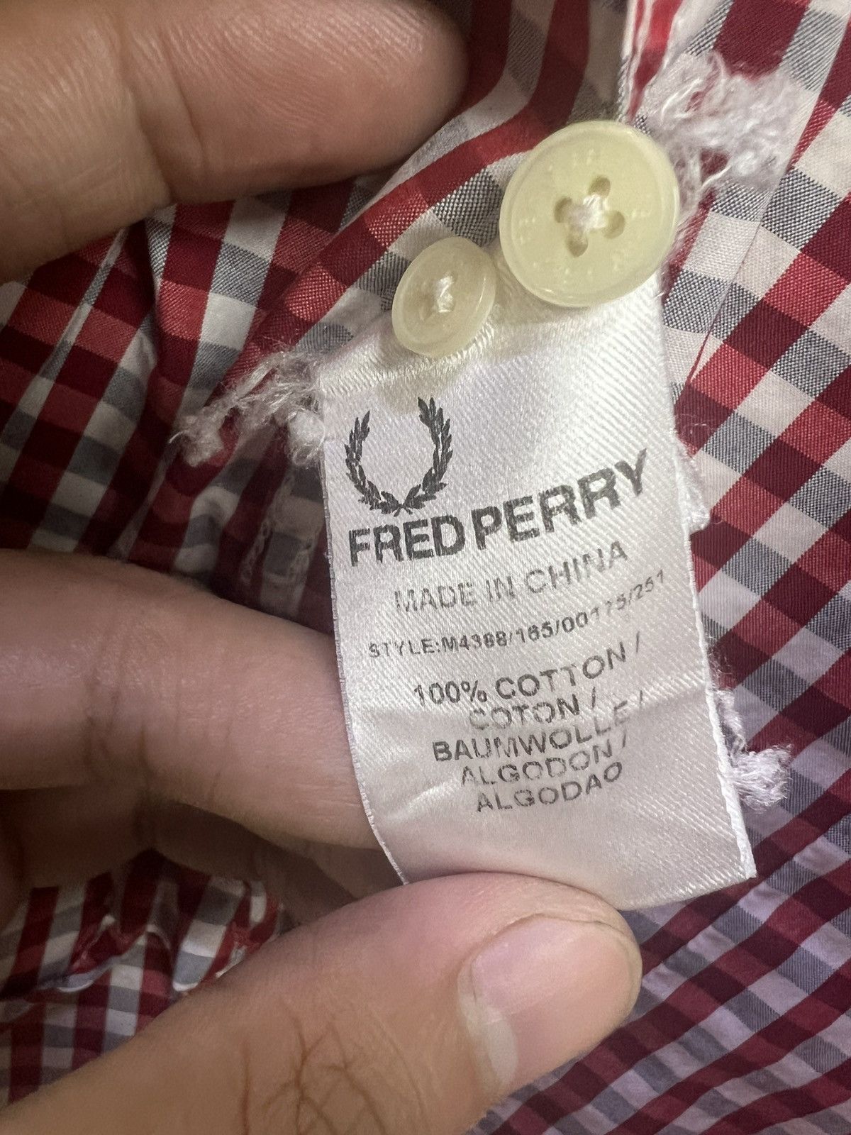 Fred Perry Fred Perry Burgundy Gingham Dress Shirt – Size M Size US M / EU 48-50 / 2 - 6 Thumbnail