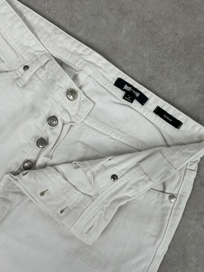 Just Cavalli 2010s Cavalli White Distressed Denim Jeans Size US 32 / EU 48 - 9 Thumbnail