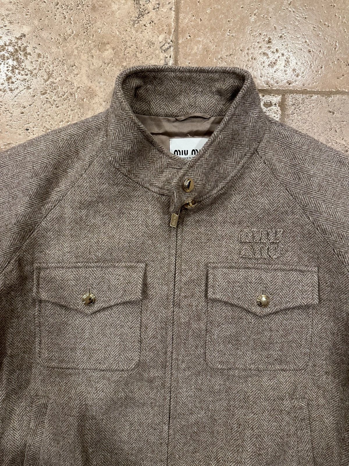 Miu Miu Miu Miu Brown / Biege Chevron Cord Logo Blouson Zip Jacket Size M / US 6-8 / IT 42-44 - 9 Thumbnail