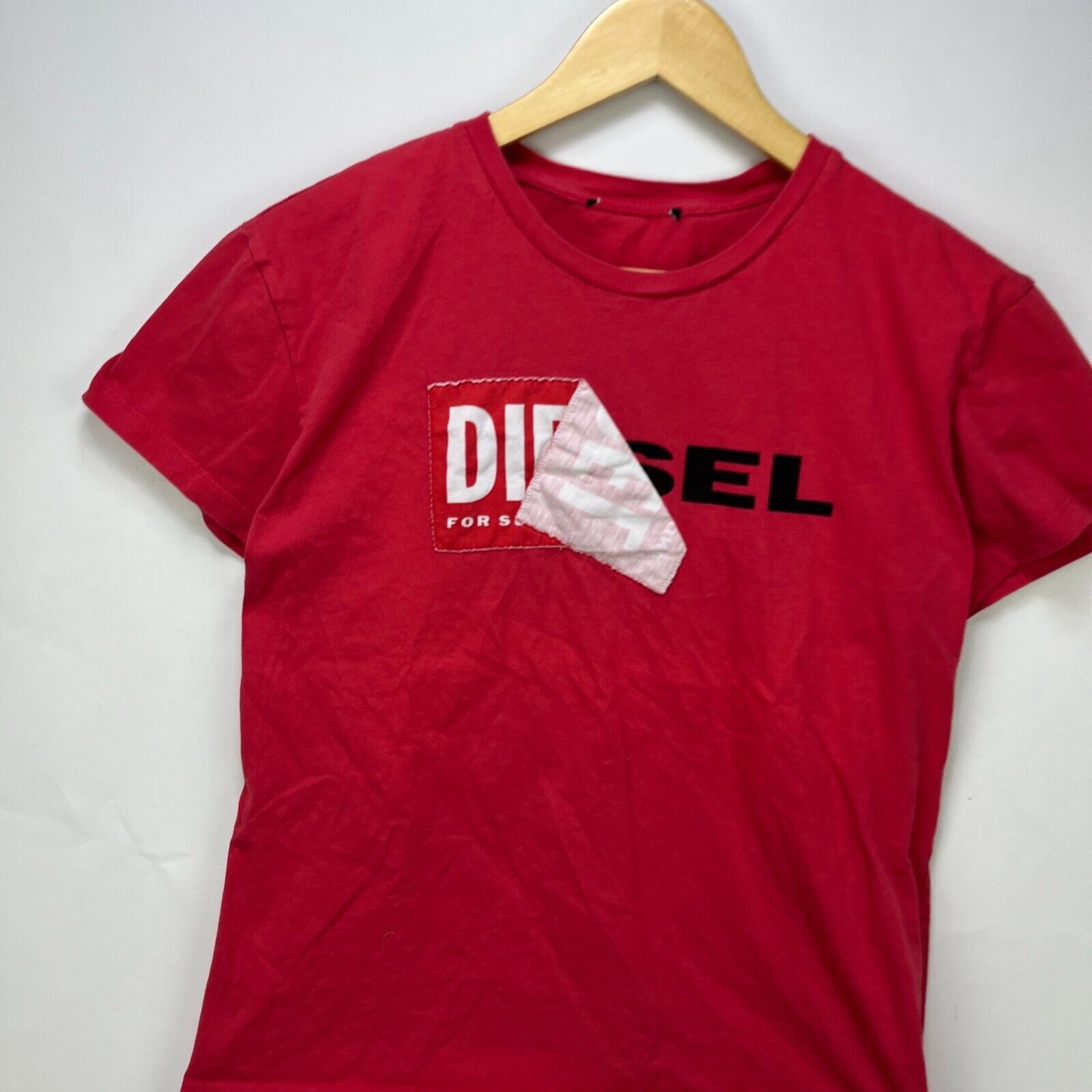 Diesel × Vintage Vintage Diesel Y2K Peeling T Shirt Womens XL Red Size XL / US 12-14 / IT 48-50 - 2 Thumbnail