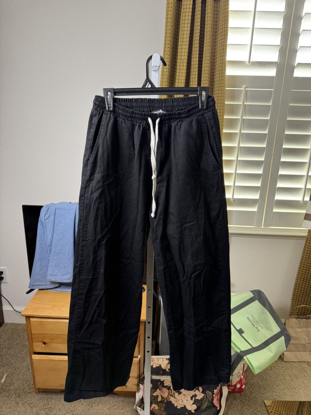 aangellenos black wide leg pants