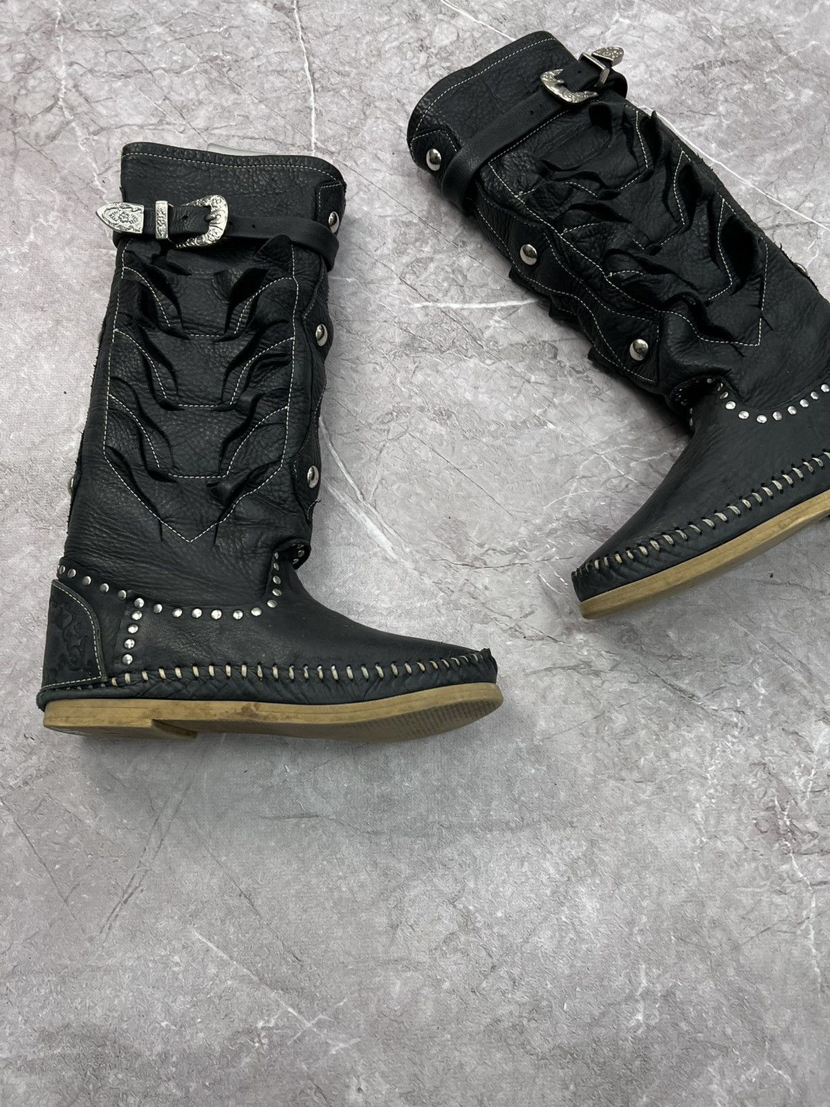 14th Addiction × Japanese Brand VTG 14th Addiction style 2000s Leather Boots high top shoes Size US 7 / IT 37 - 3 Thumbnail