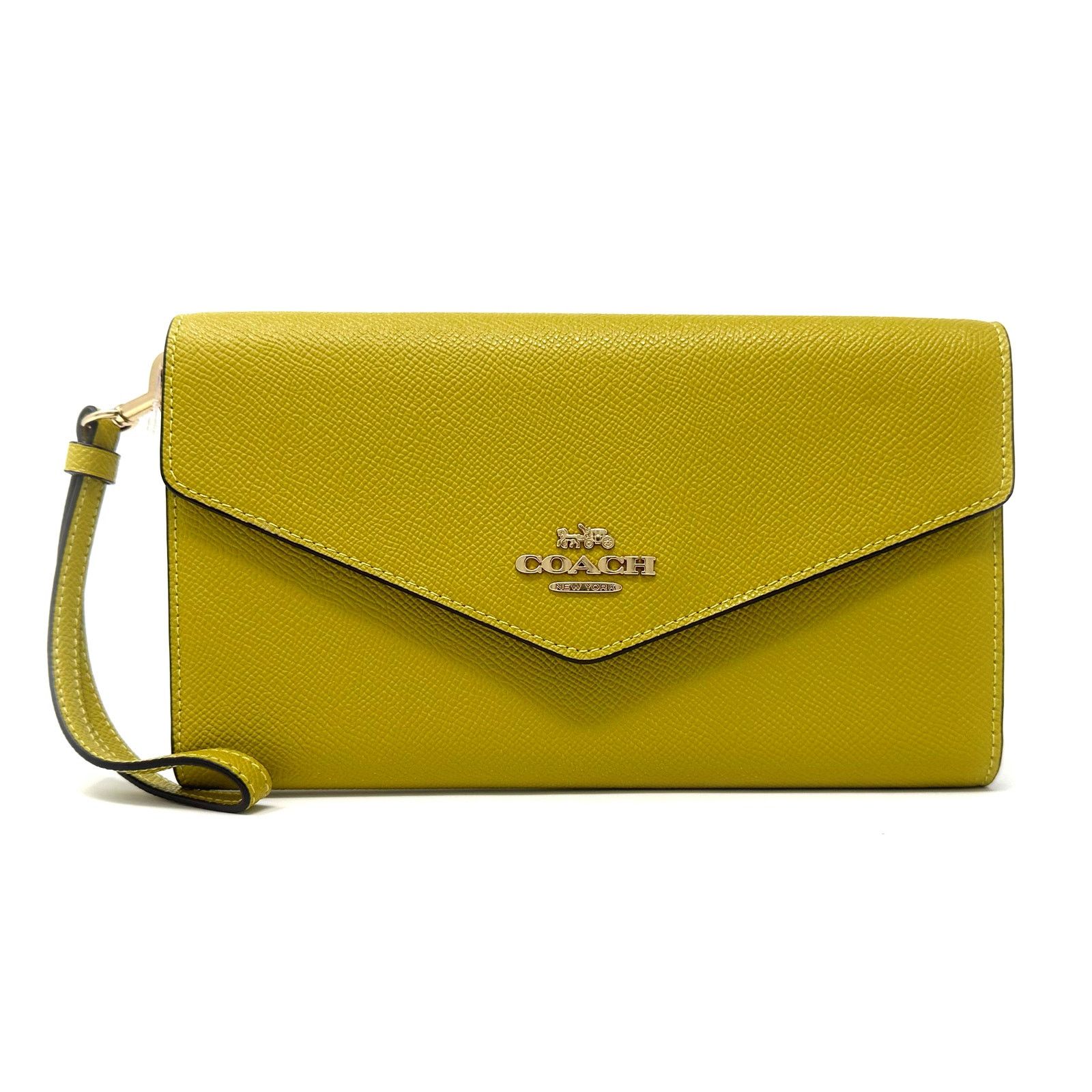 Coach Travel Envelope Wallet Wristlet in Chartreuse C0707