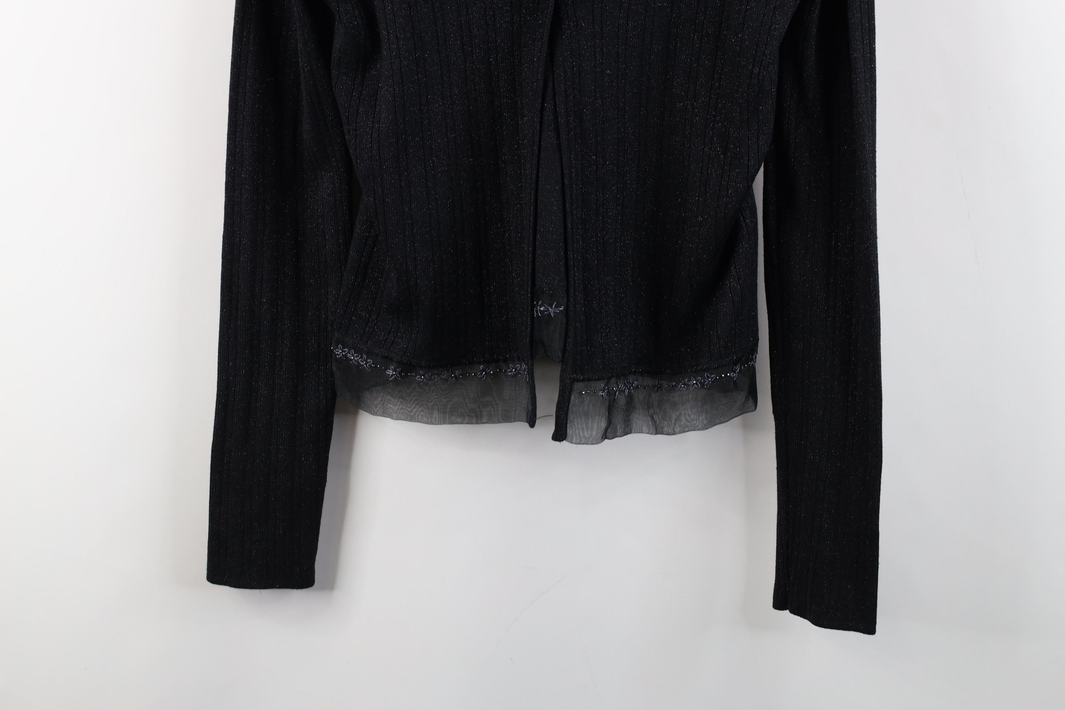 Vintage Vintage 90s Cache Flower Lace Ribbed Knit Cardigan Sweater Size M / US 6-8 / IT 42-44 - 3 Thumbnail