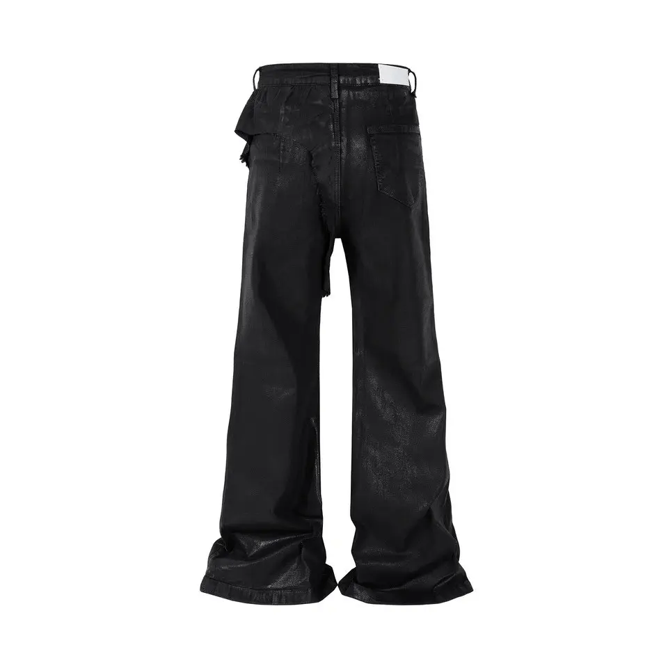 Japanese Brand Streetwear Wax Leather Stretch Hombre Baggy Flare Pants Size US 30 / EU 46 - 2 Thumbnail