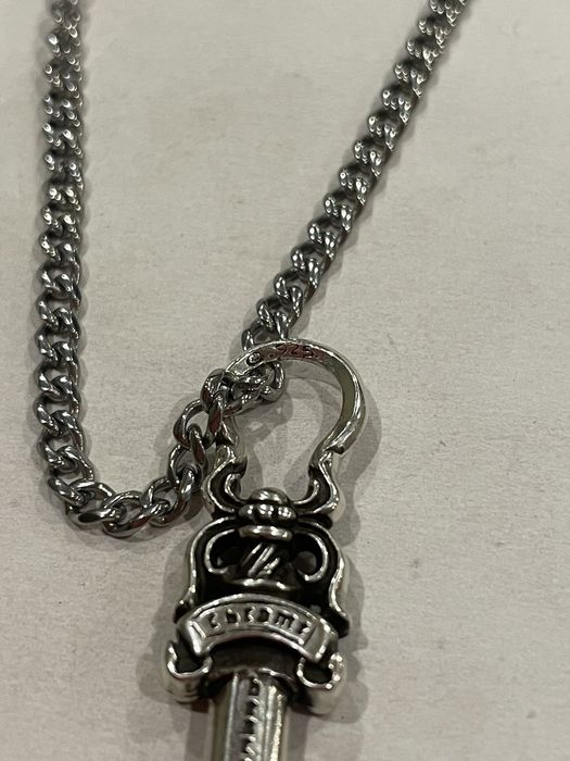 Chrome Hearts Chrome Hearts Dagger Pendant Cuban Chain Necklace Silver ...