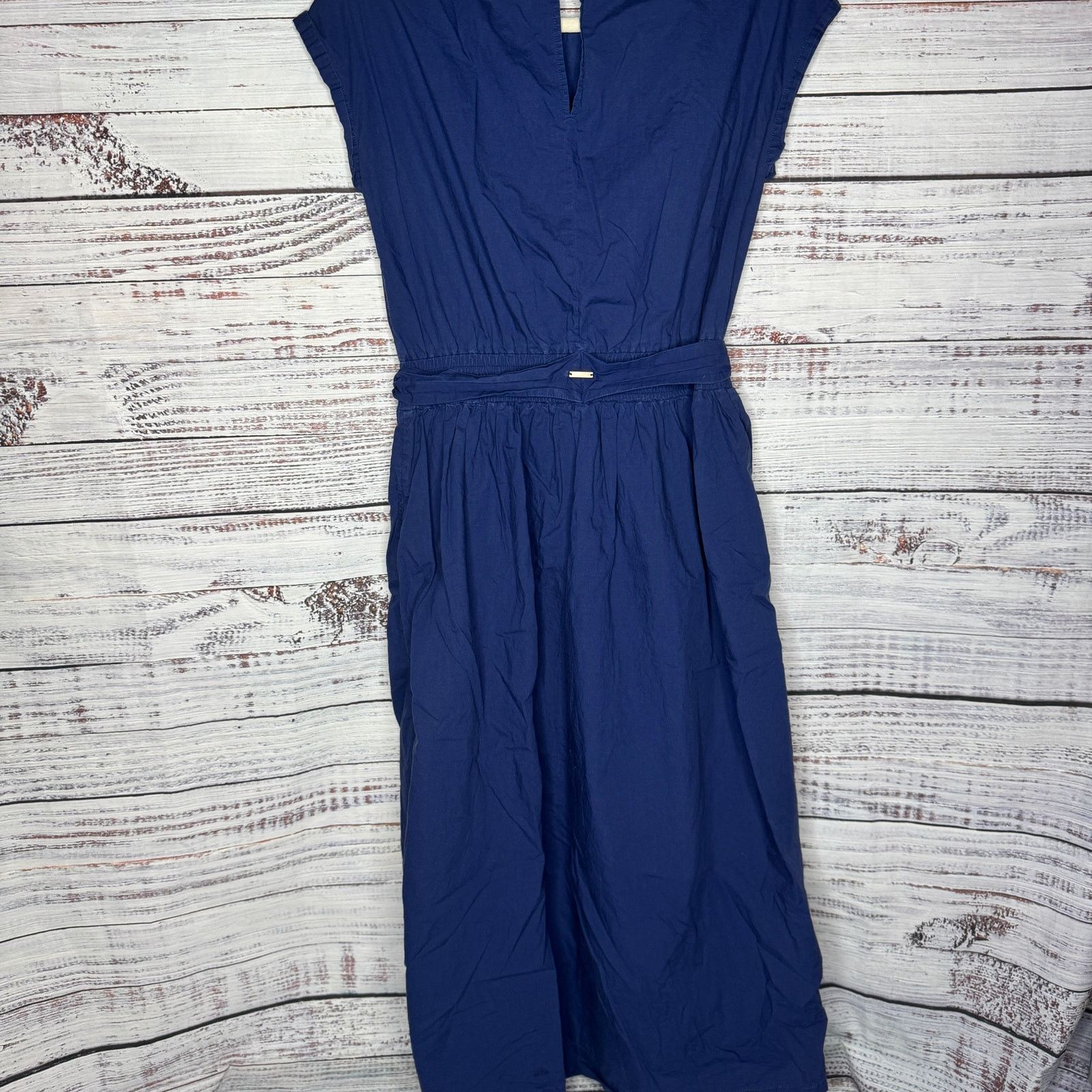 Woolrich Woolen Mills Woolrich Blue Midi Dress Short Sleeve Belted 100% Cotton SM Size S / US 4 / IT 40 - 4 Thumbnail