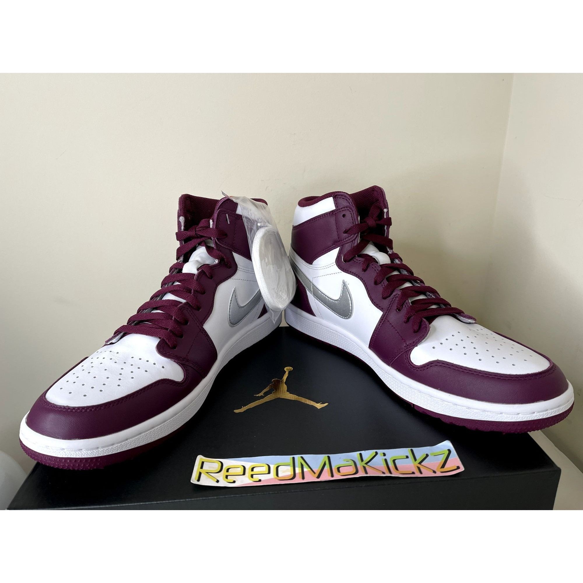 Jordan Brand Jordan 1 High Golf White Bordeaux Mens 15us Size US 15 / EU 48 - 3 Thumbnail