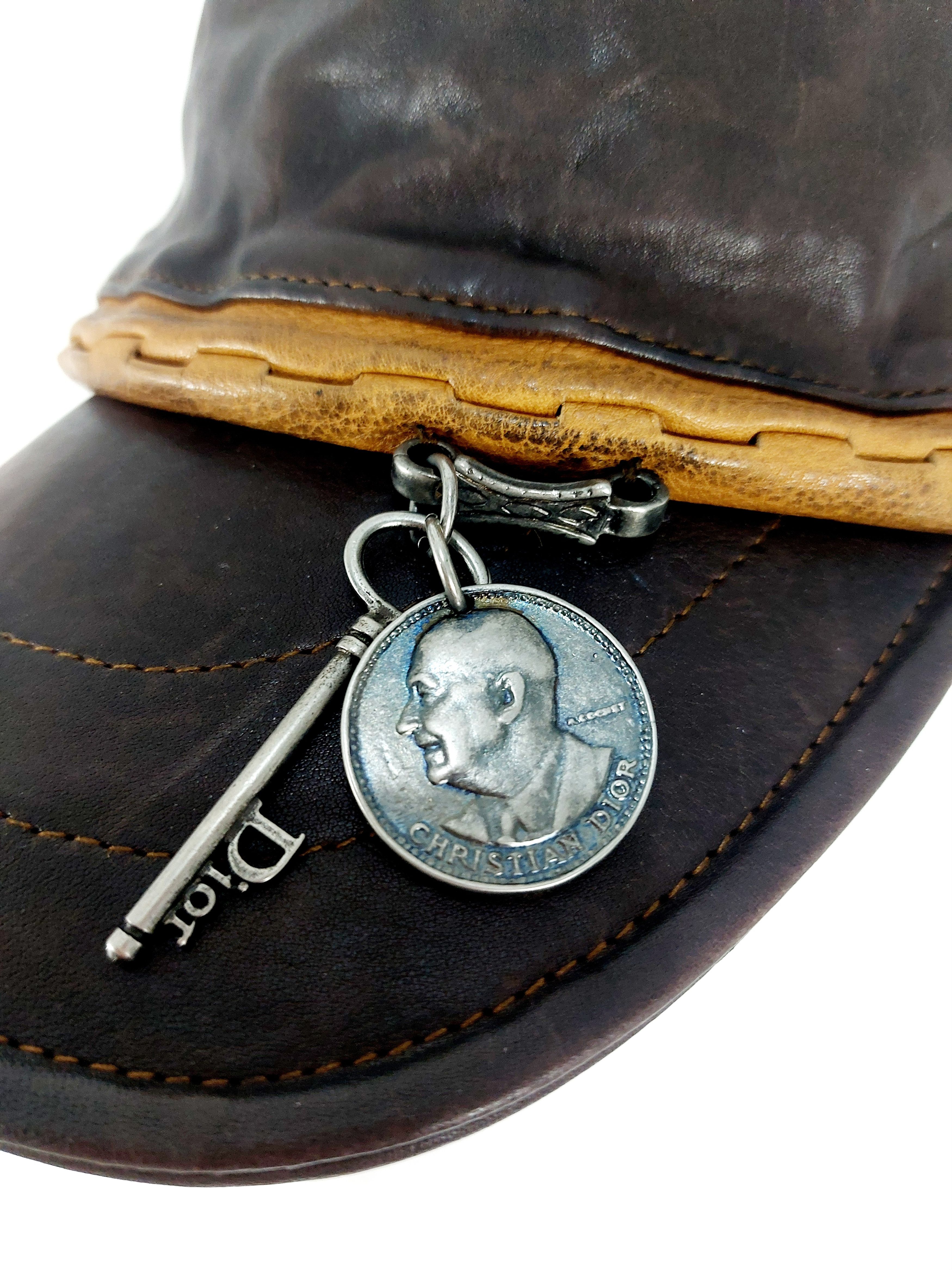 Dior Christian Dior Charm Coin Galliano Calfskin Newsboy Cap Hat Size ONE SIZE - 5 Thumbnail