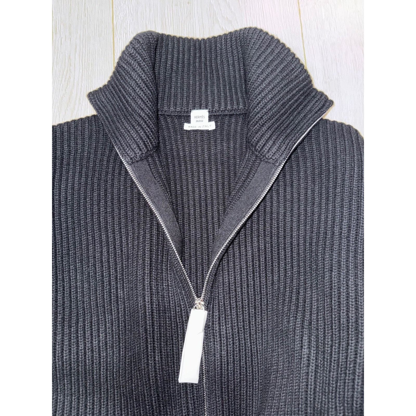 Hermes Logo Zip Up Zipper Cardigan Sweater Wool Knit Jacket 38 Size XS / US 0-2 / IT 36-38 - 14 Thumbnail