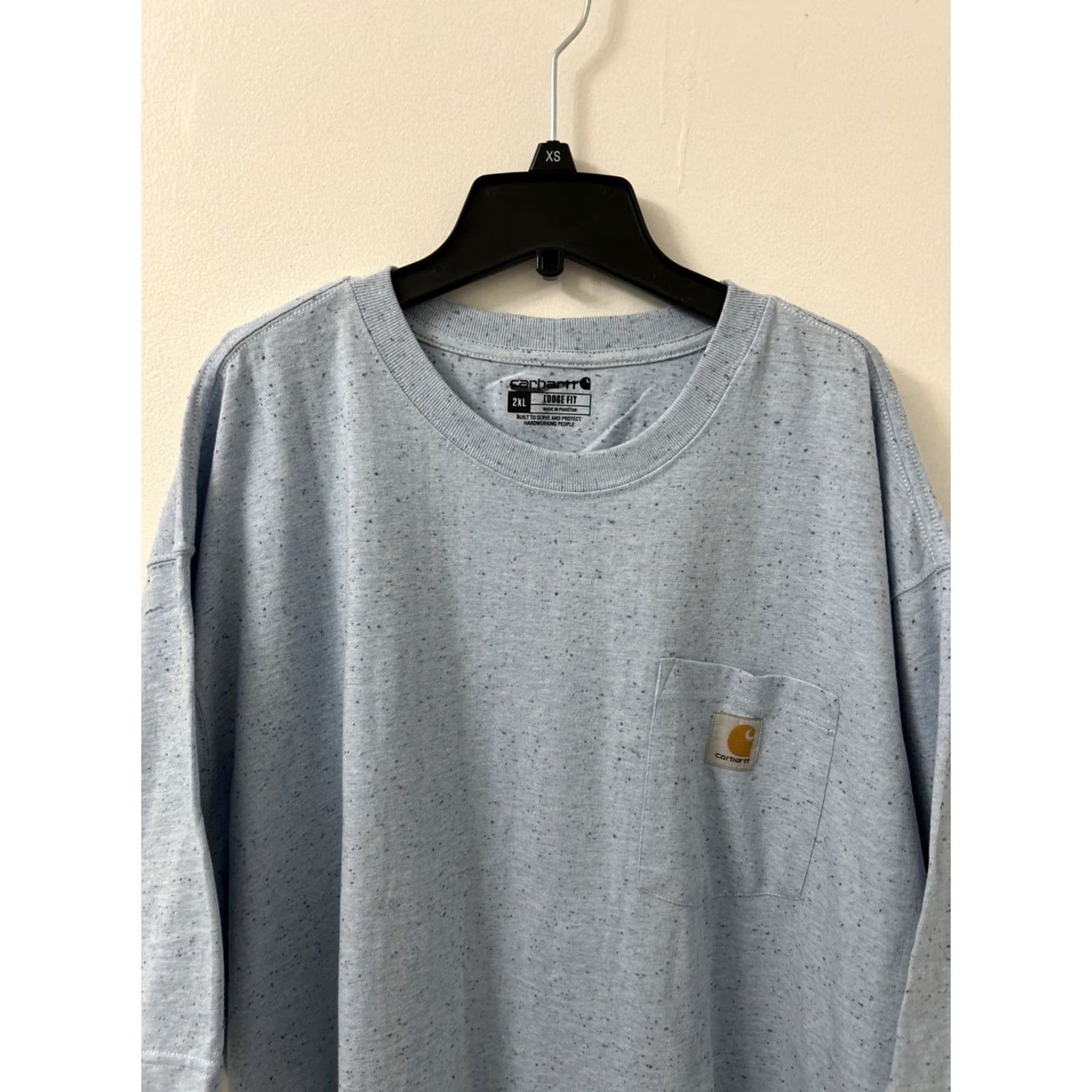 Carhartt Carhartt Shirt Mens 2XL Blue Loose Fit Heavyweight Pocket S/S Speckled Crew Neck Everyday Casual Mens Size US XXL / EU 58 / 5 - 2 Thumbnail