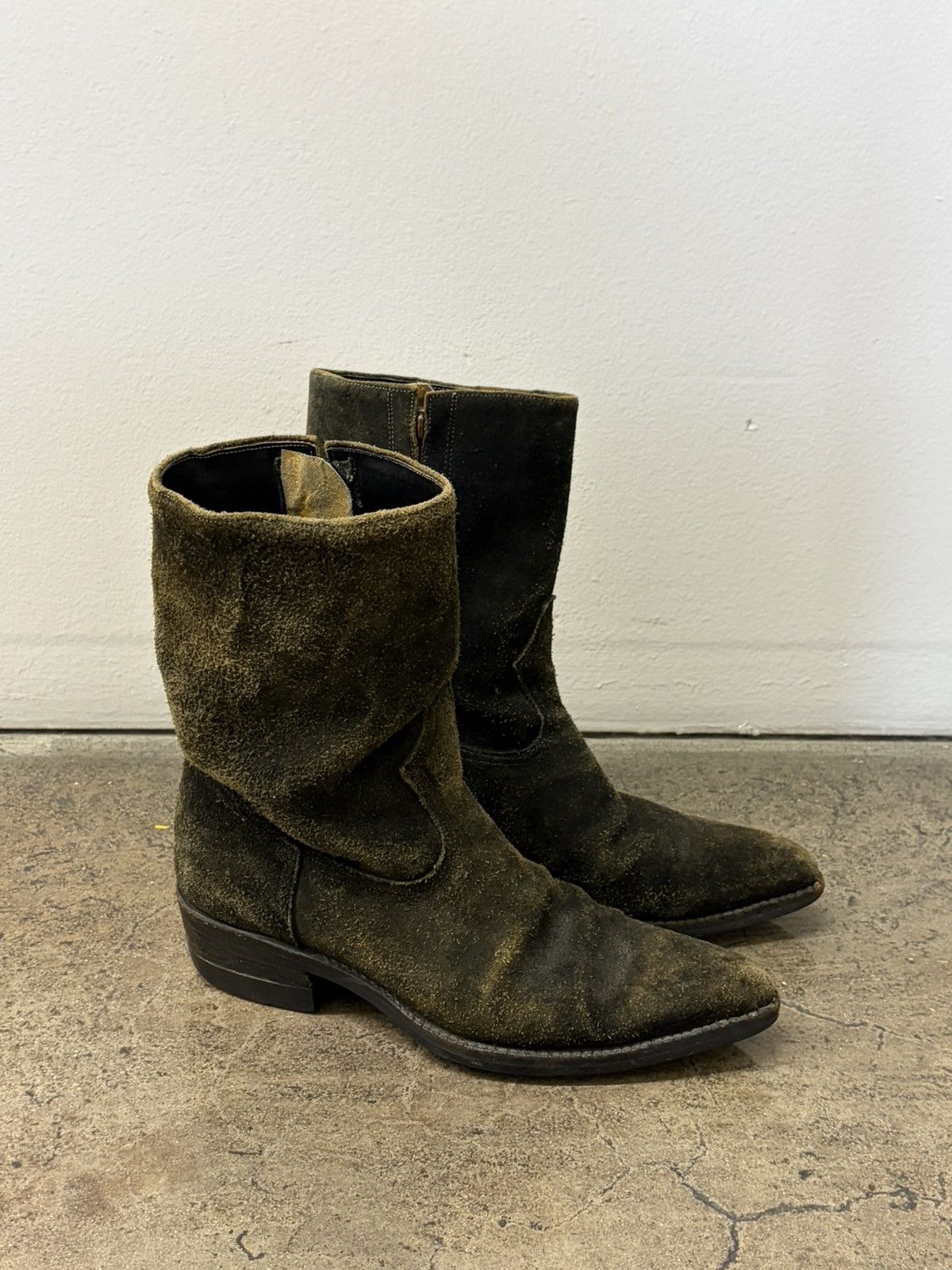 Vintage Vintage SAINT LAURENT REF Rough Out Suede Cowboy Boots 70’s Size US 7.5 / EU 40-41 - 1 Thumbnail