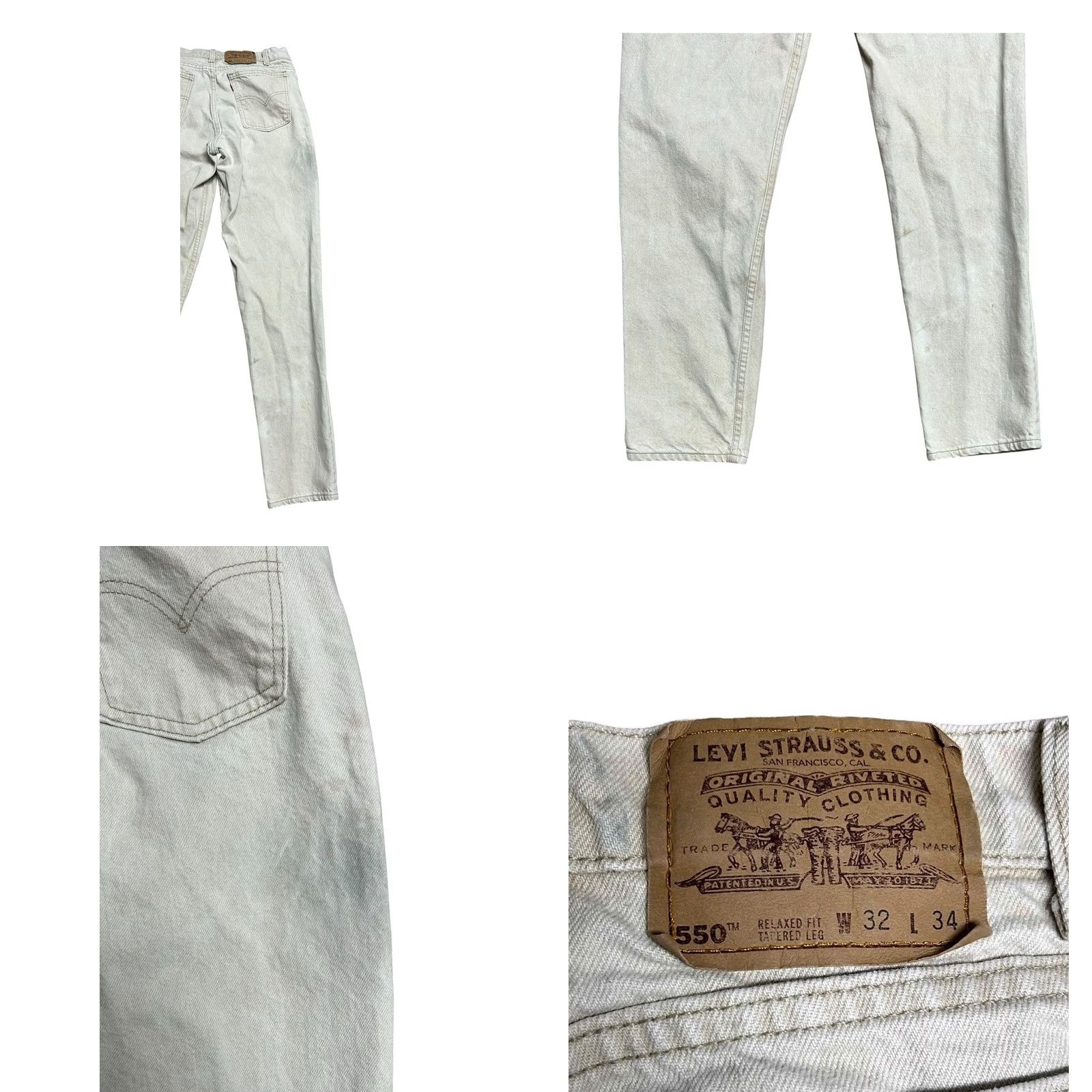 Levi's VINTAGE Levi's 550 Jeans Regular 32x34 Beige Cream 90s Tapered Leg USA Read Size US 32 / EU 48 - 9 Thumbnail