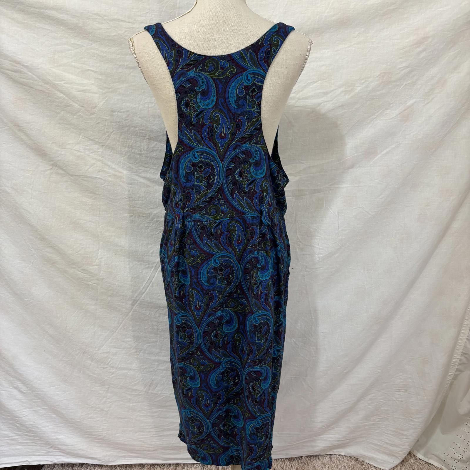 Other Vtg 80s paisley jewel tone low cut jumper style dress Size M / US 6-8 / IT 42-44 - 5 Thumbnail