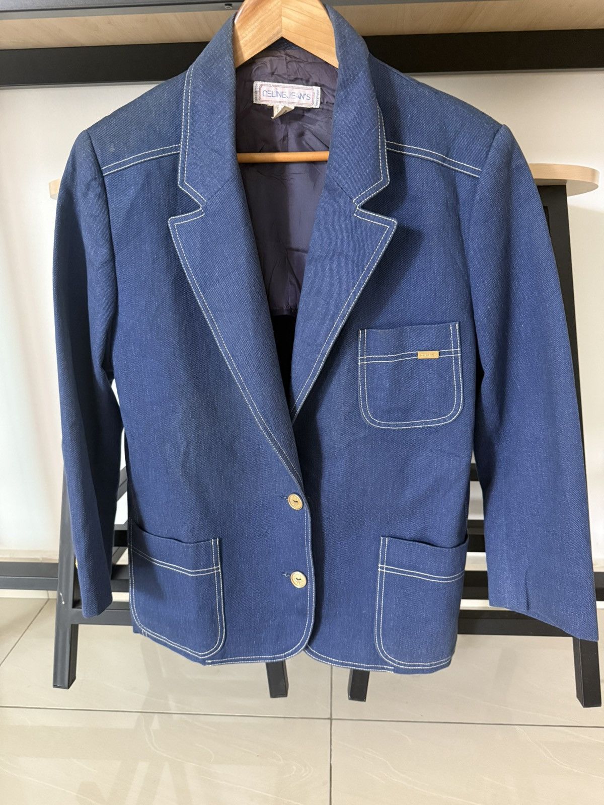 Celine CELINE MADE IN FRANCE DENIM JACKET GOLD LOGO NICE DESIGN Size US M / EU 48-50 / 2 - 3 Thumbnail