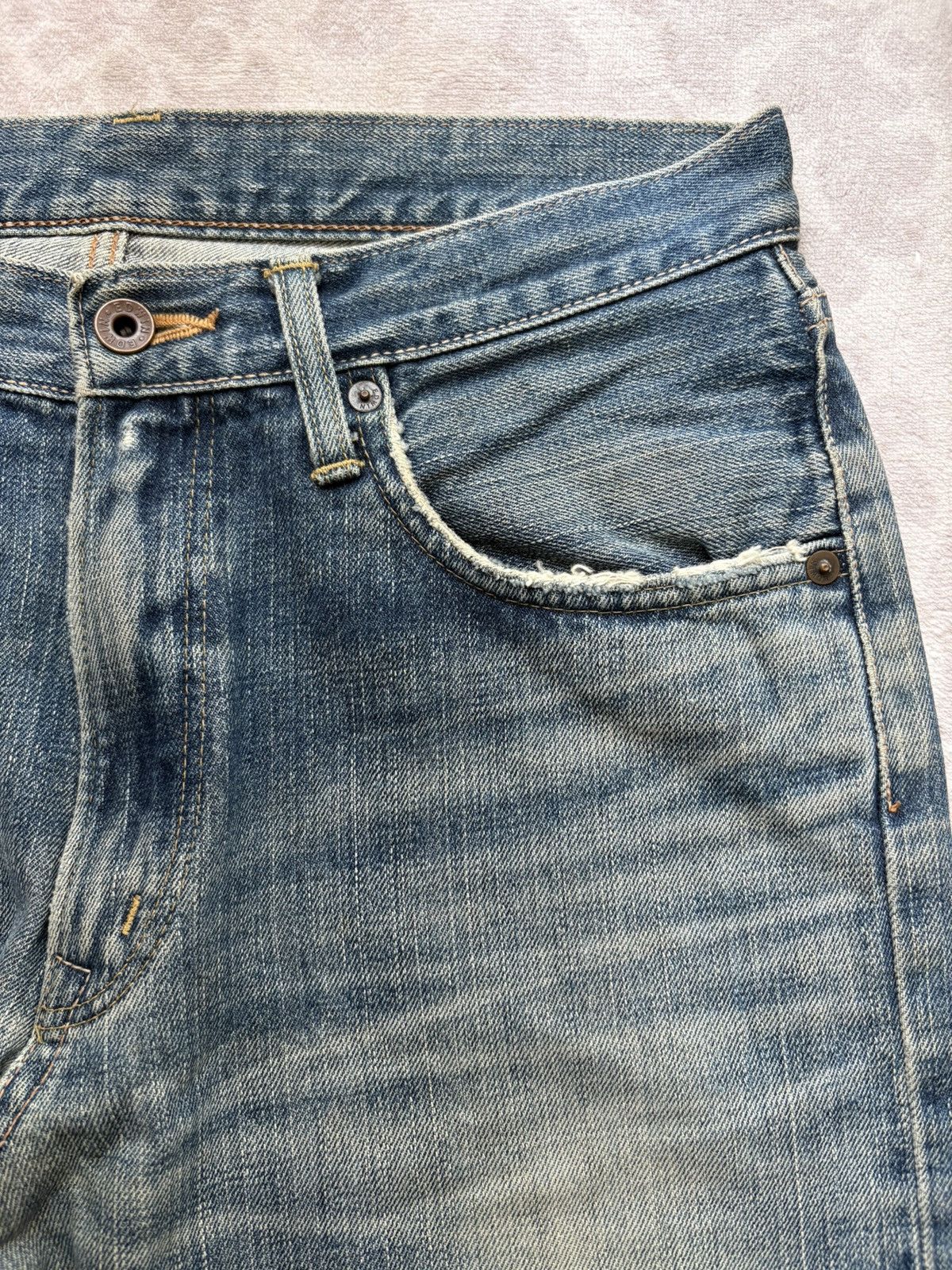 Edwin Edwin 505X Selvedge Orange Tab Distressed Denim Jeans Size US 31 - 10 Thumbnail