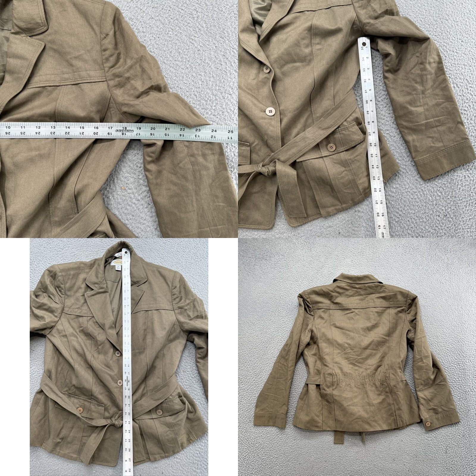 Talbots Talbots Jacket Women’s Belted Linen Blend Brown Size 12 Button Up Mid-Length Casual Seasonal Tan Jacket Womens Size XL / US 12-14 / IT 48-50 - 8 Thumbnail