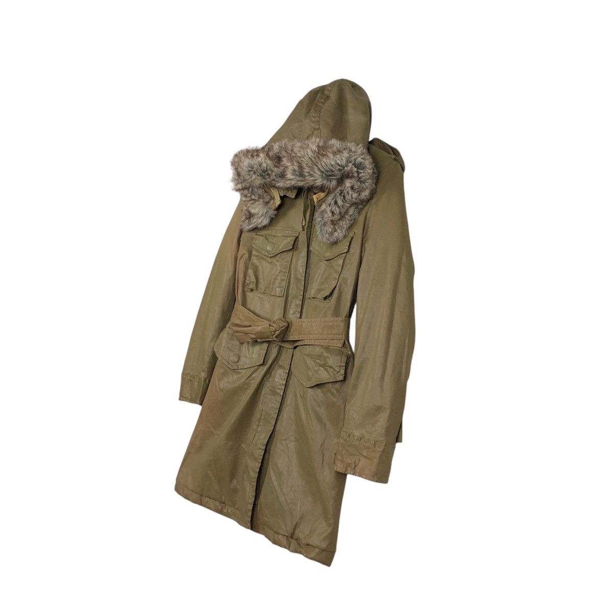 Diesel × Diesel Black Gold 🔥VINTAGE PARKA JACKET WAX DIESEL HOODIE MINK FUR Size S / US 4 / IT 40 - 4 Thumbnail