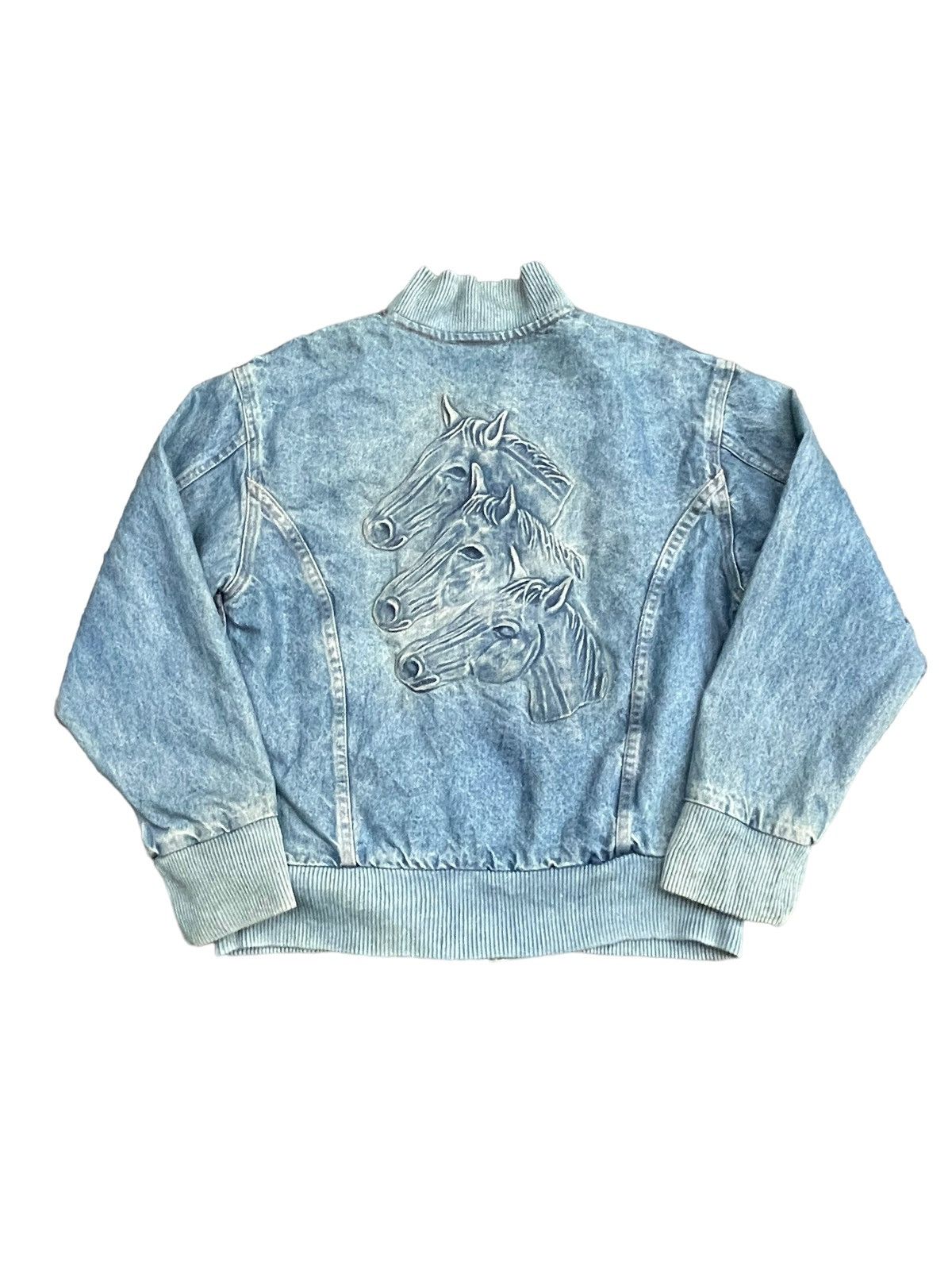 Vintage Vintage 3 Horse Embossed Denim Jacket Size US L / EU 52-54 / 3 - 1 Thumbnail