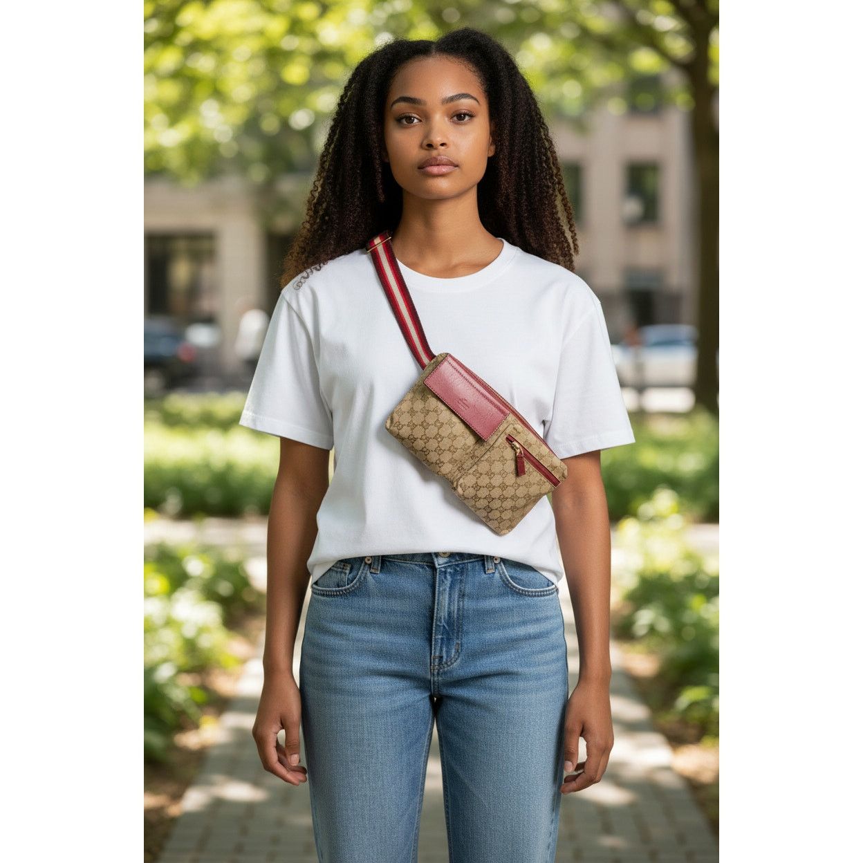 Gucci Gucci Pre-Owned GG Canvas & Leather Double Pocket Belt Bag Size ONE SIZE - 3 Thumbnail
