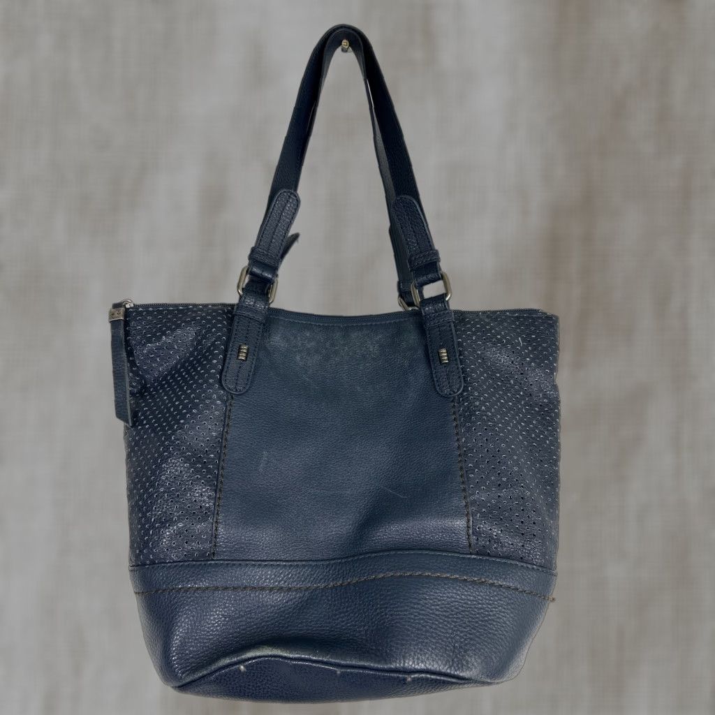 VINTAGE The Sak Leather Shoulder Bag Blue 15x11x7.5 Eye-lit Womens Shoulder Bag 15x11x7.5 Blue Eye-lit Leather The Sak Women