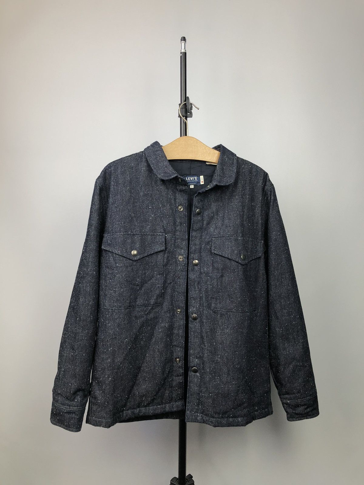 Image of Levis Made Crafted x Vintage Levis Made & Crafted Japanese Fabric Indigo Bomber Jacket in Blue (Siz