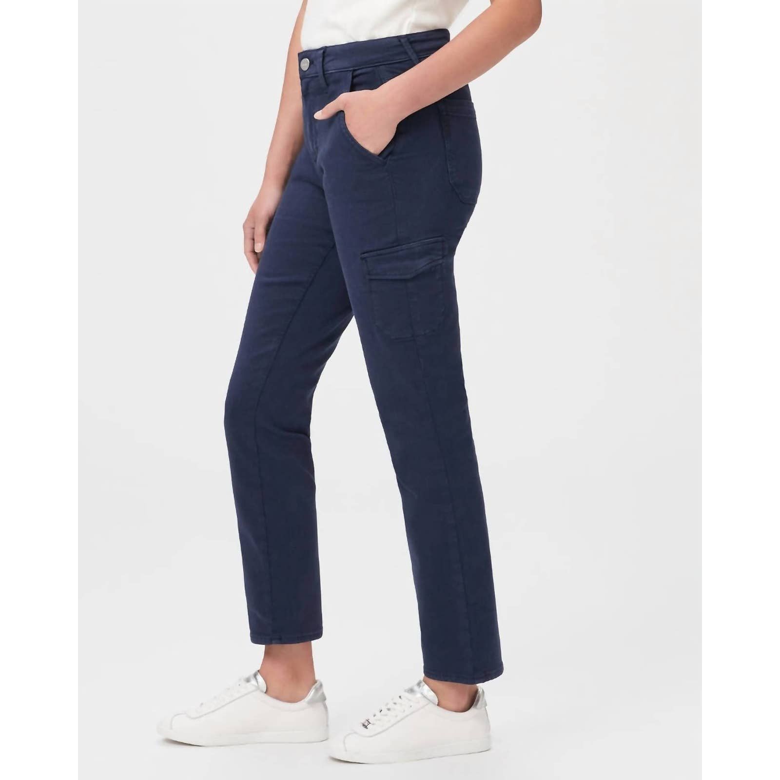 PAIGE Women's Jolie Casual Pants - High-Rise Slim Ankle, Vintage Navy, Cargo & Trouser Pockets - View #6