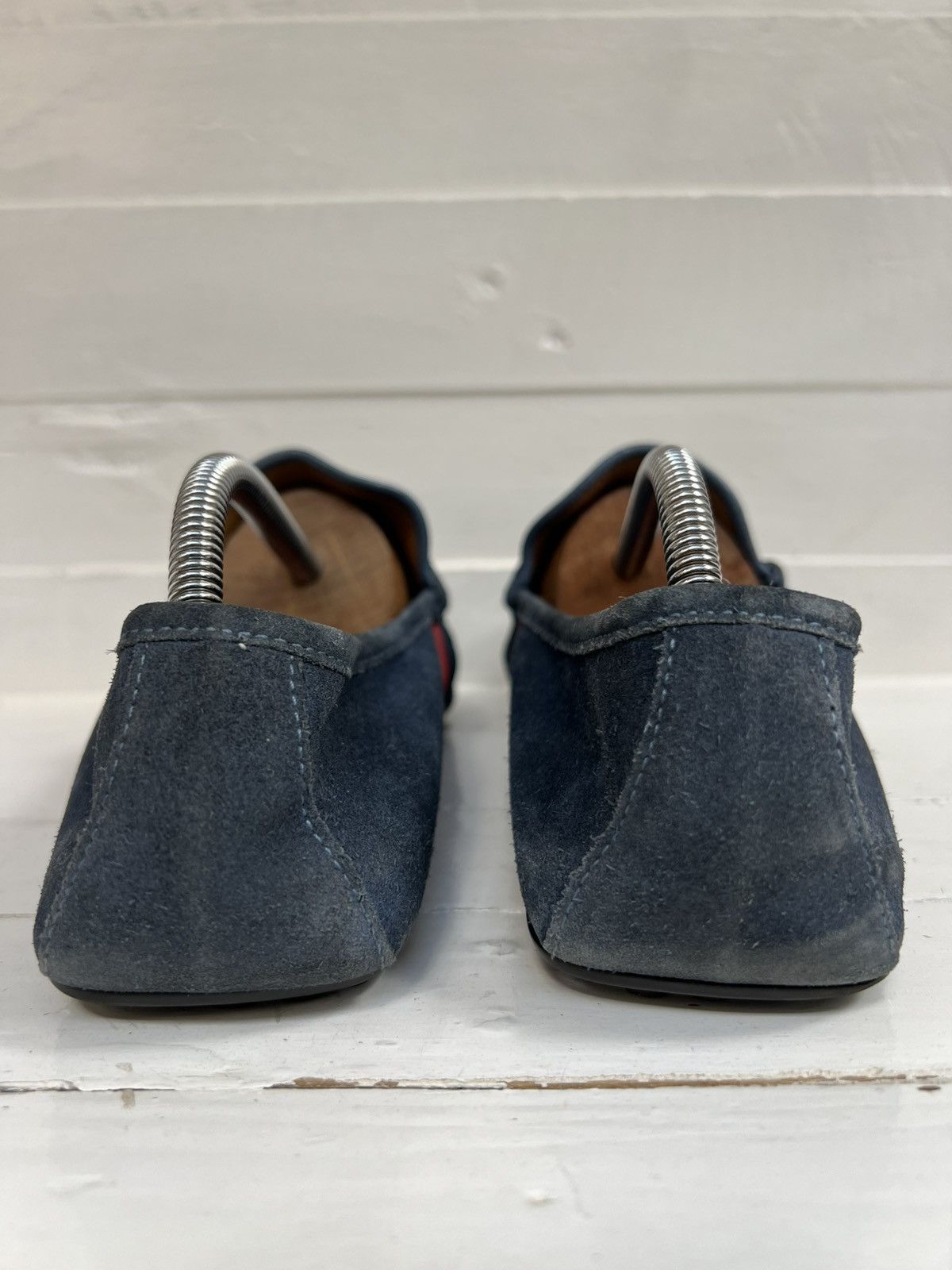 Gucci Men's Gucci Blue Suede Web Accent Loafers Size US 9 / EU 42 - 9 Thumbnail